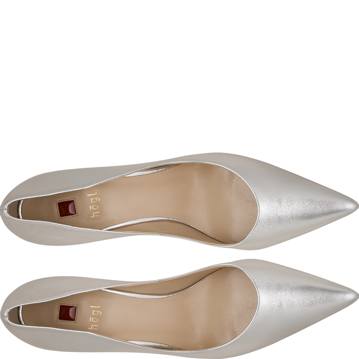 HOGL Women's Silver Leather Stiletto Heels 70mm - Elegant High Heel Pumps for Office, Party & Special Occasions