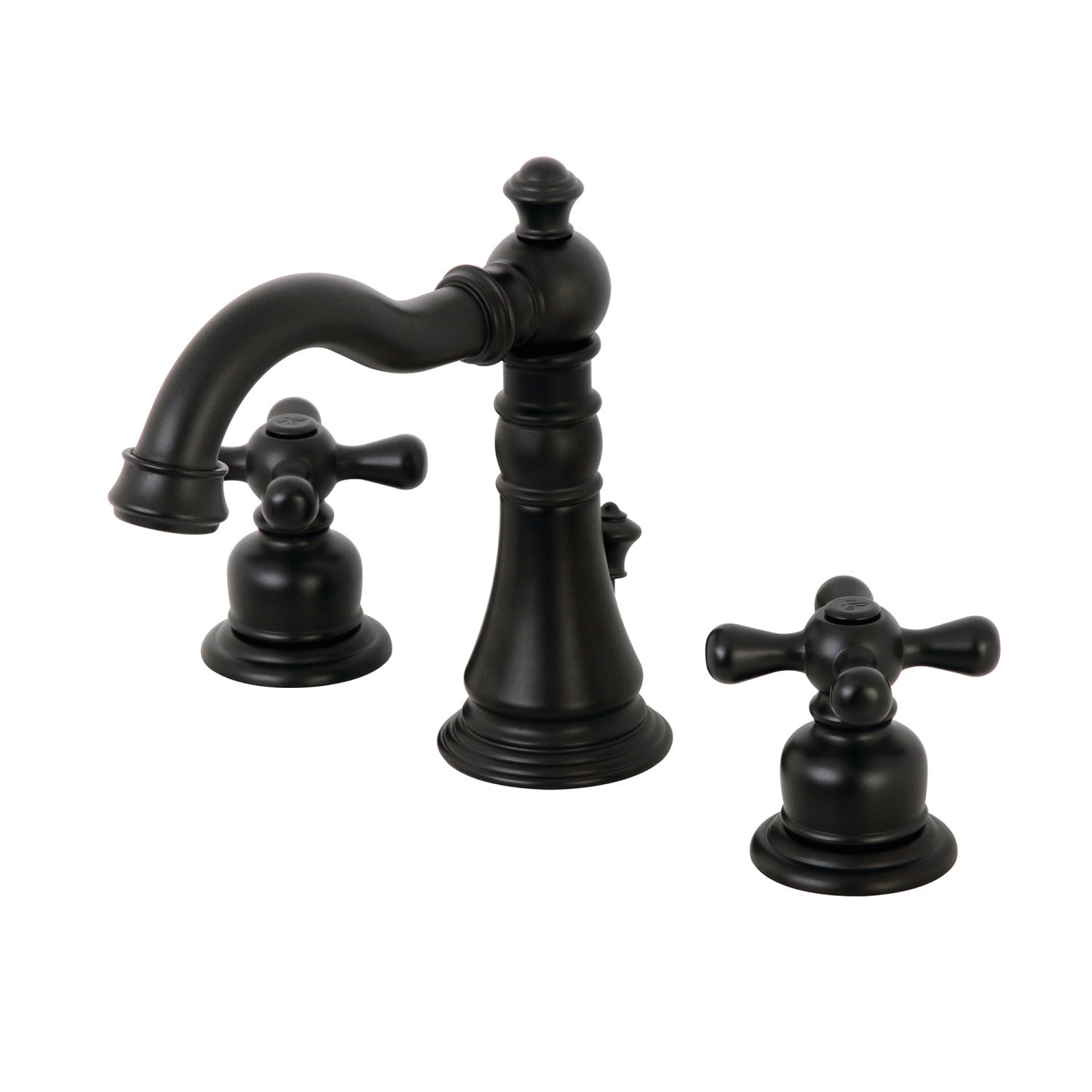American Classic FSC1970AX Matte Black Widespread Bathroom Faucet - 2 Handle 3 Hole Deck Mount with Brass Pop-Up Drain - Perfect for Modern Bathroom Vanities and Powder Rooms
