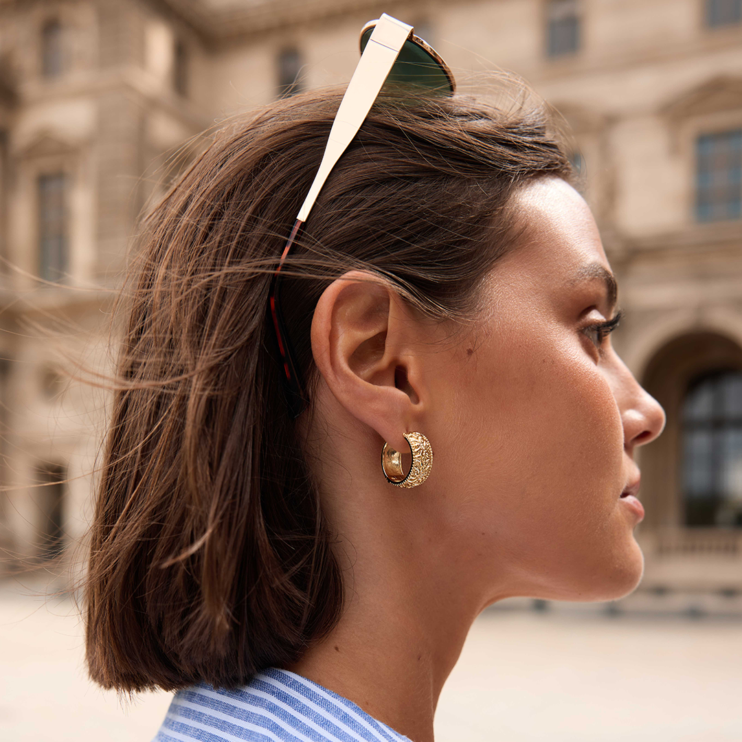 Palais Statement Hoops - Elegant Gold-Tone Earrings for Women | Perfect for Parties, Weddings & Special Occasions