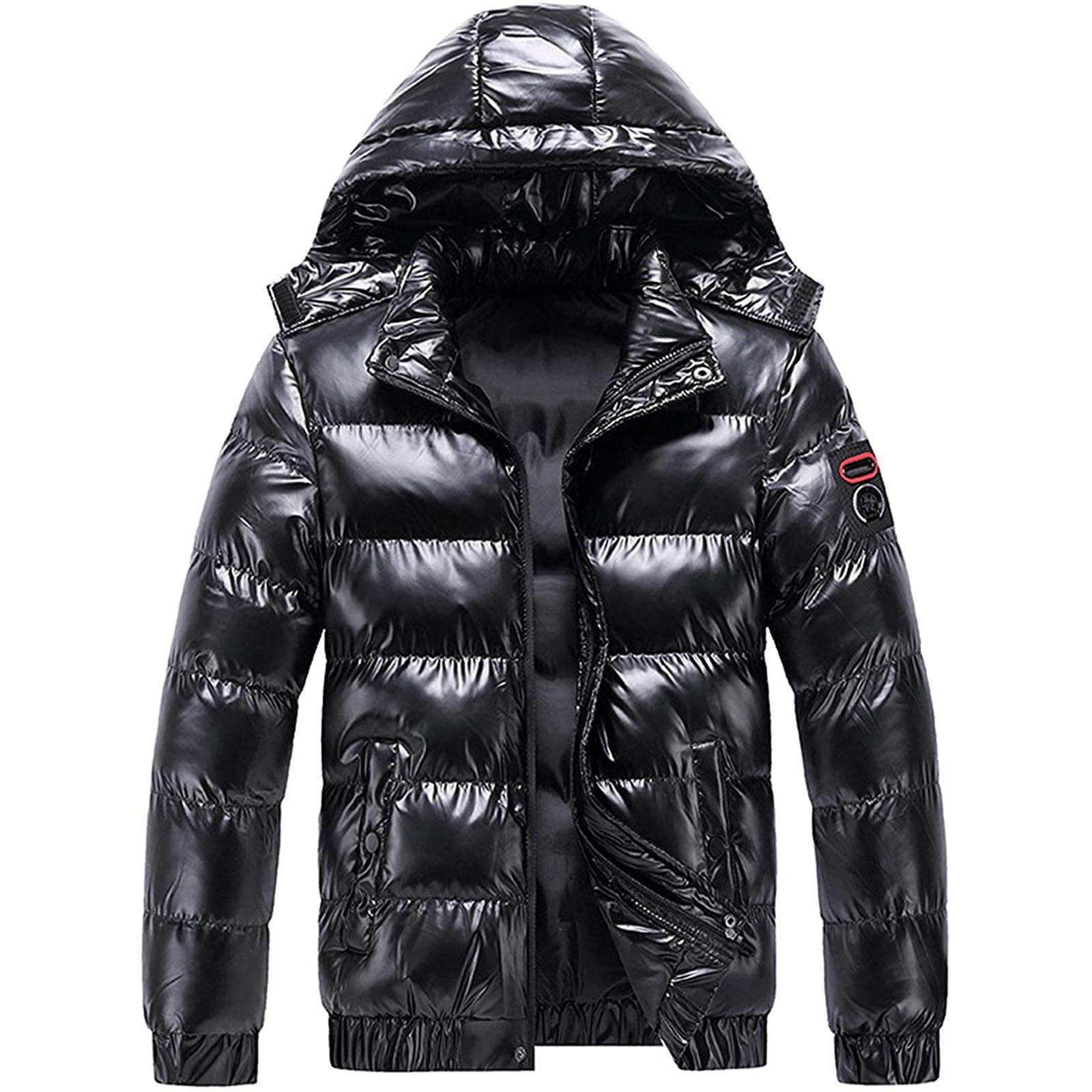 Men's Winter Coats & Jackets - Warm Hooded Padded Down Jacket, Reflective Bubble Shiny Outerwear (UK Size 10-20) | Casual Thick Cotton Hoody for Cold Weather, Snow Activities & Daily Wear