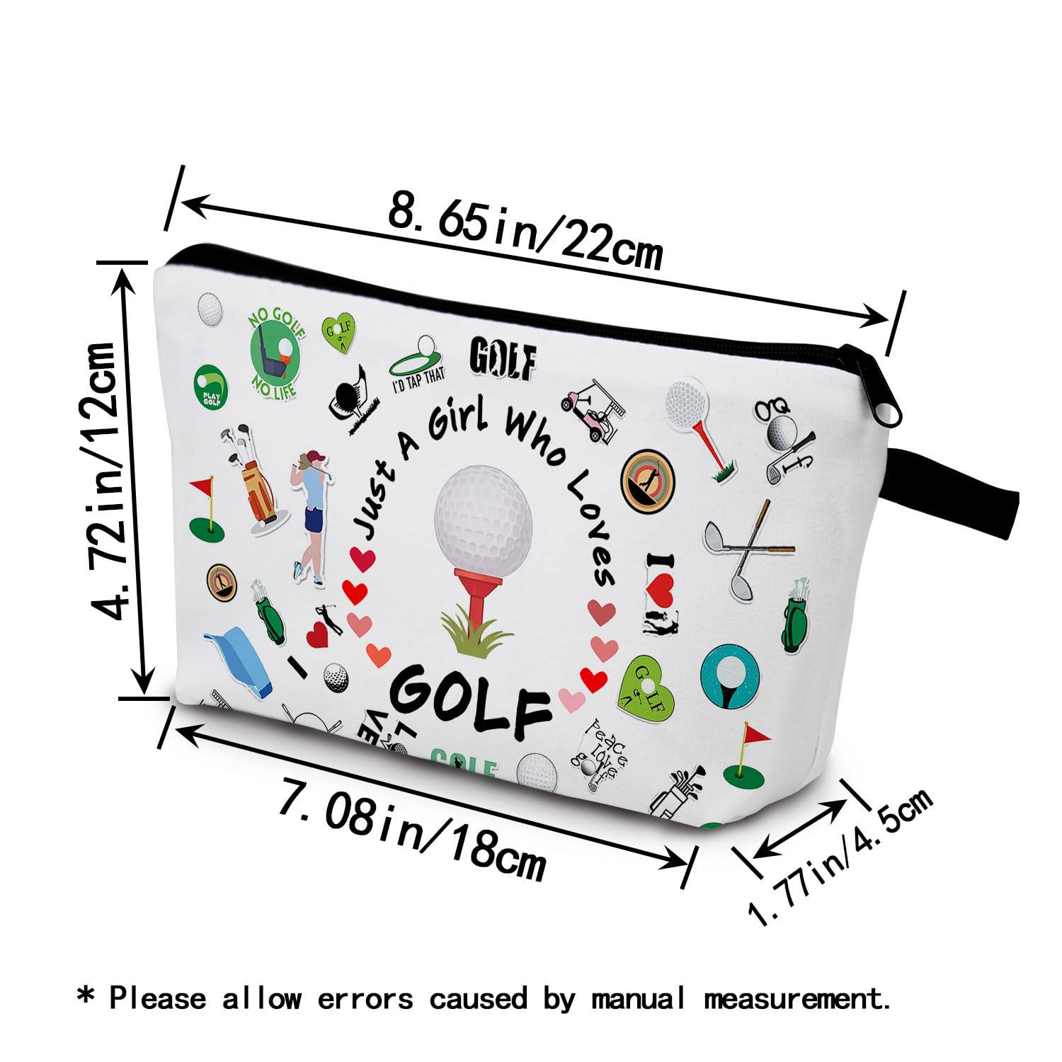 Premium Golf Makeup Bag - Waterproof Zippered Toiletry Pouch for Golfers | Golf Cosmetic Organizer for Women & Men | Perfect Golf Gift for Players, Fans & Team Members | Ideal for Travel, Tournaments & Country Club Use
