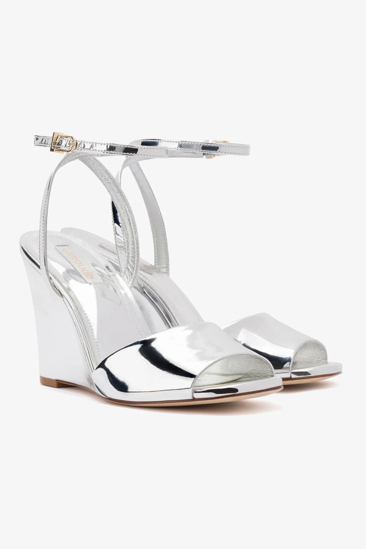 Yves Silver Specchio Wedge Sandals - Women's Comfortable Chunky Heel Shoes for Casual Outings & Summer Parties