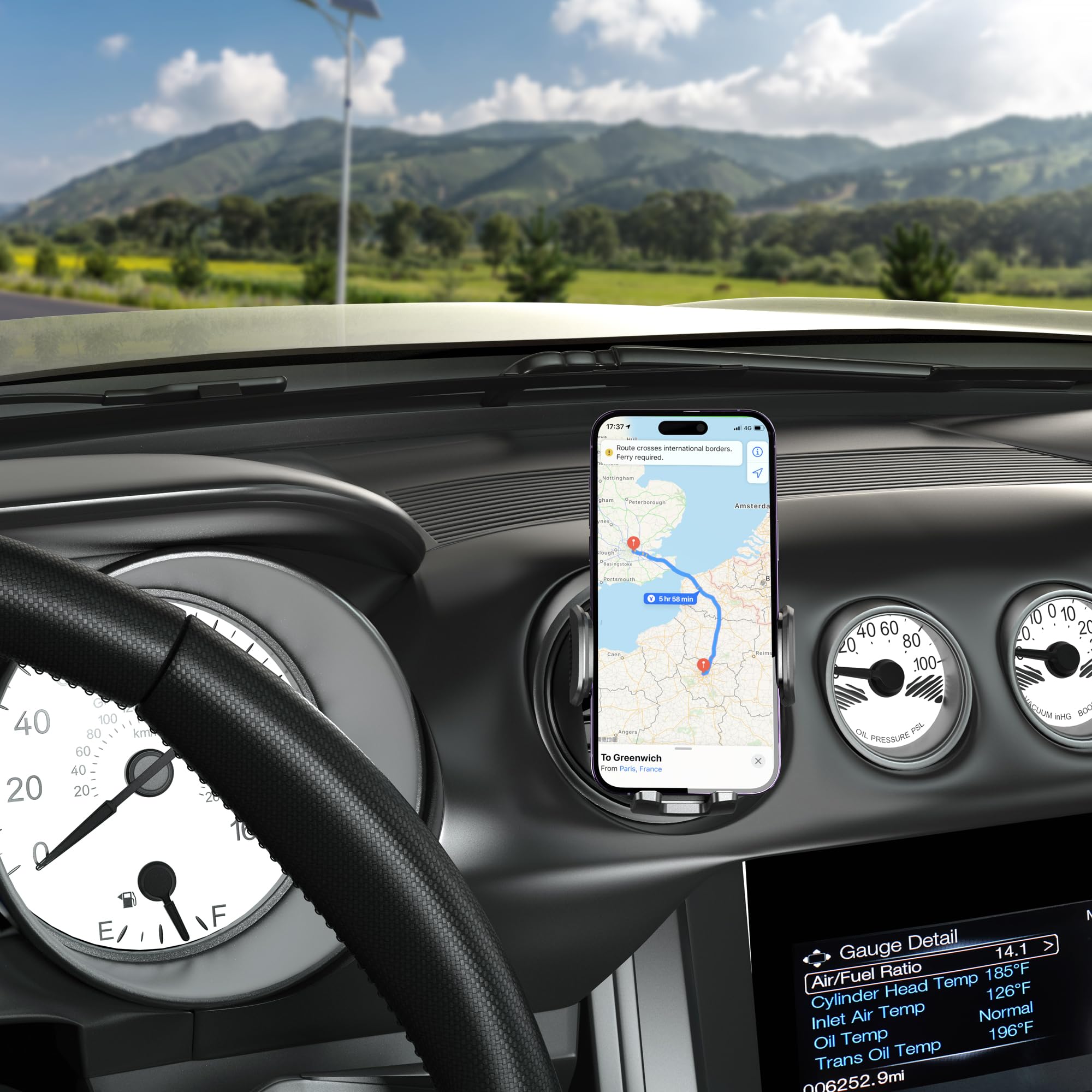 360° Adjustable Car Phone Holder with Air Vent Mount - Ultra Stable Hook for iPhone & Samsung (4.0-7 Inch) | Perfect for Commuting, Road Trips & GPS Navigation