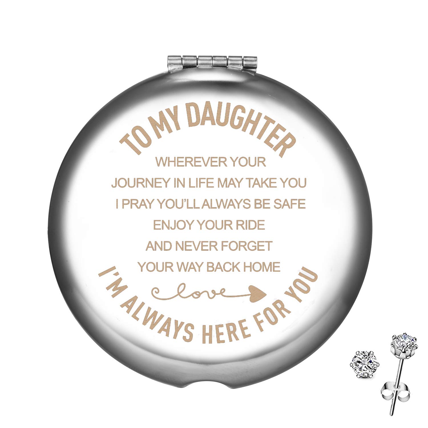 Personalized Engraved Compact Mirror - Unique Graduation & Birthday Gift for Teen Girls from Mom and Dad | Perfect for Prom, Travel, and Everyday Use