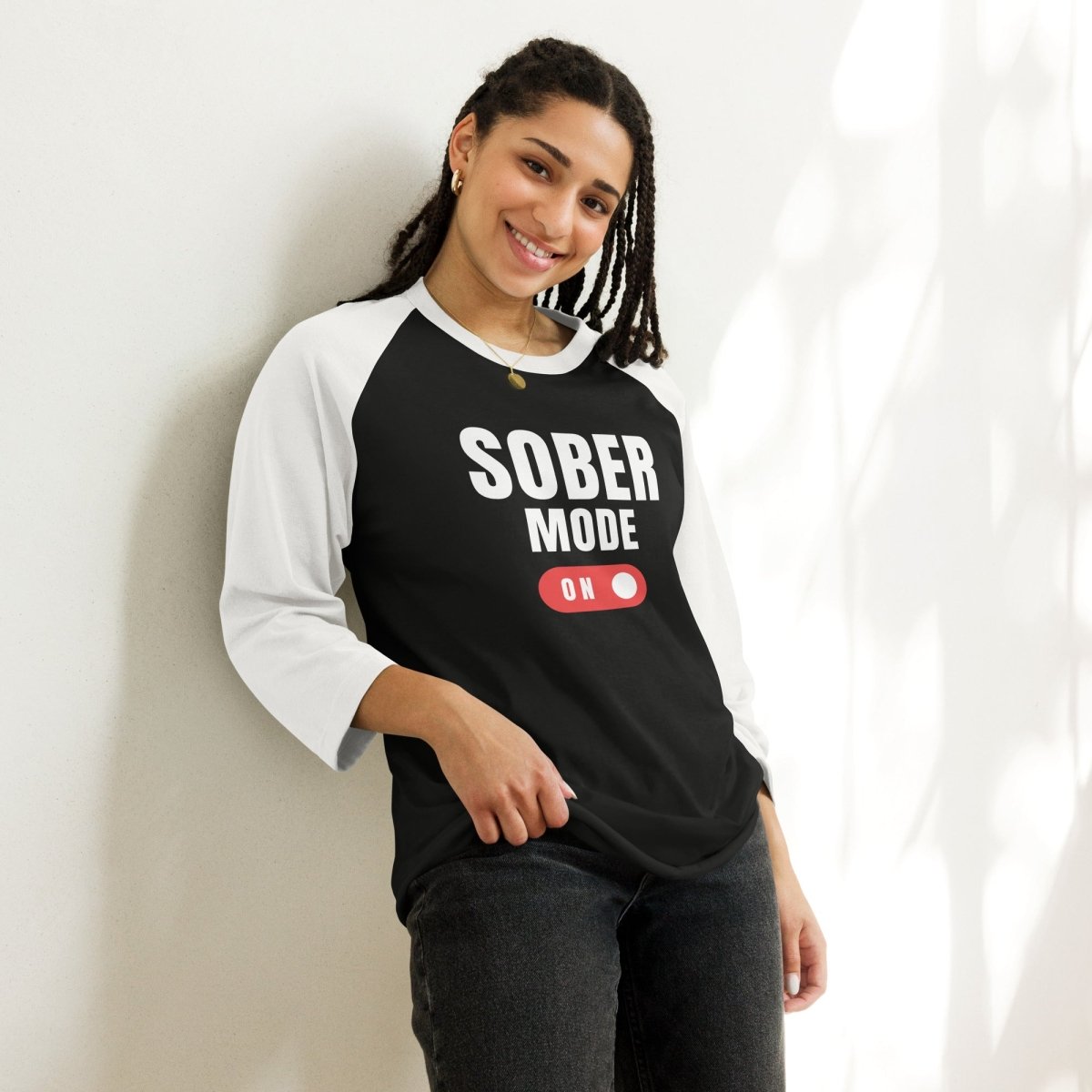 Sober Mode On Raglan Shirt - Bold Recovery Fashion Statement for AA Meetings & Sober Living | Comfortable Unisex Tee for Addiction Recovery Support