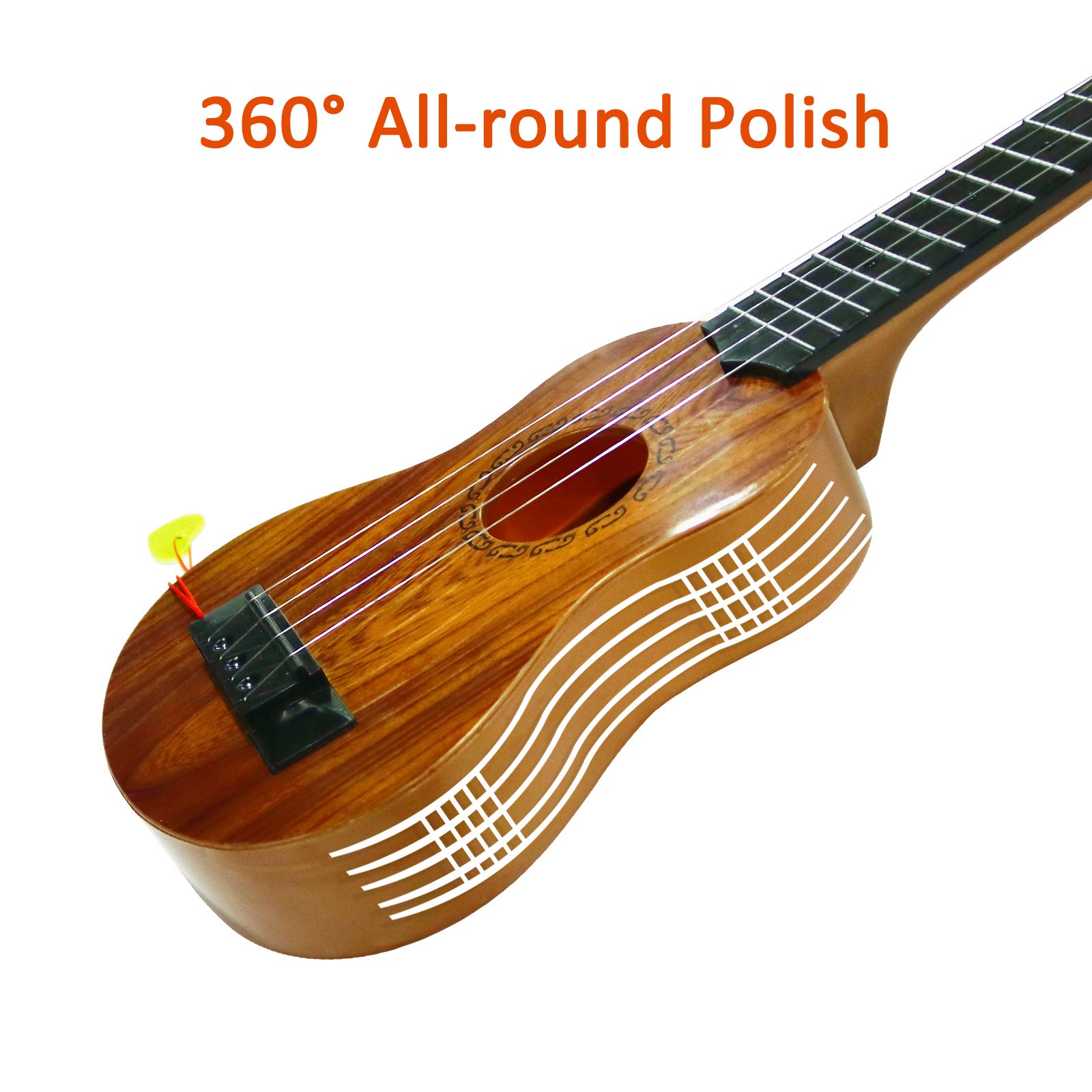 **17 Inch Kids Ukulele Guitar Toy with 4 Steel Strings & Pick - Wooden Musical Instrument for Preschool Children Ages 3-6 | Early Learning Educational Gift for Toddlers | Perfect for Birthday, Christmas & Music Playtime**