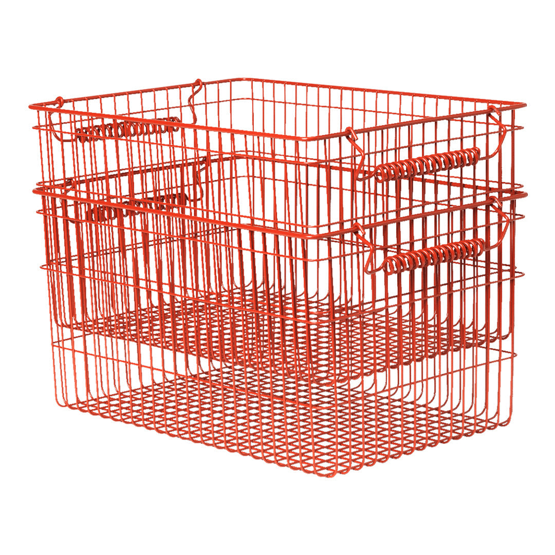 Stackable Storage Baskets Set of 2 - Organize Home, Office & Nursery - Perfect for Shelves, Closets & Bathroom Organization