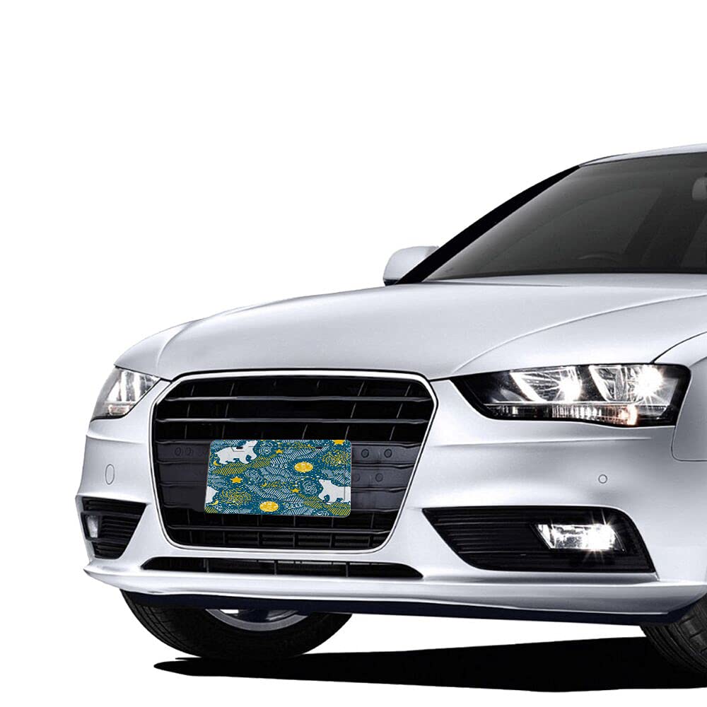 Polar Bear License Plate Cover - Moon Star Galaxy Cosmos Snow North Pole Night Abstract White Car Plate Frame for Women & Men - Perfect for Winter Car Decor, Holiday Gifts & Arctic-Themed Vehicle Accessories