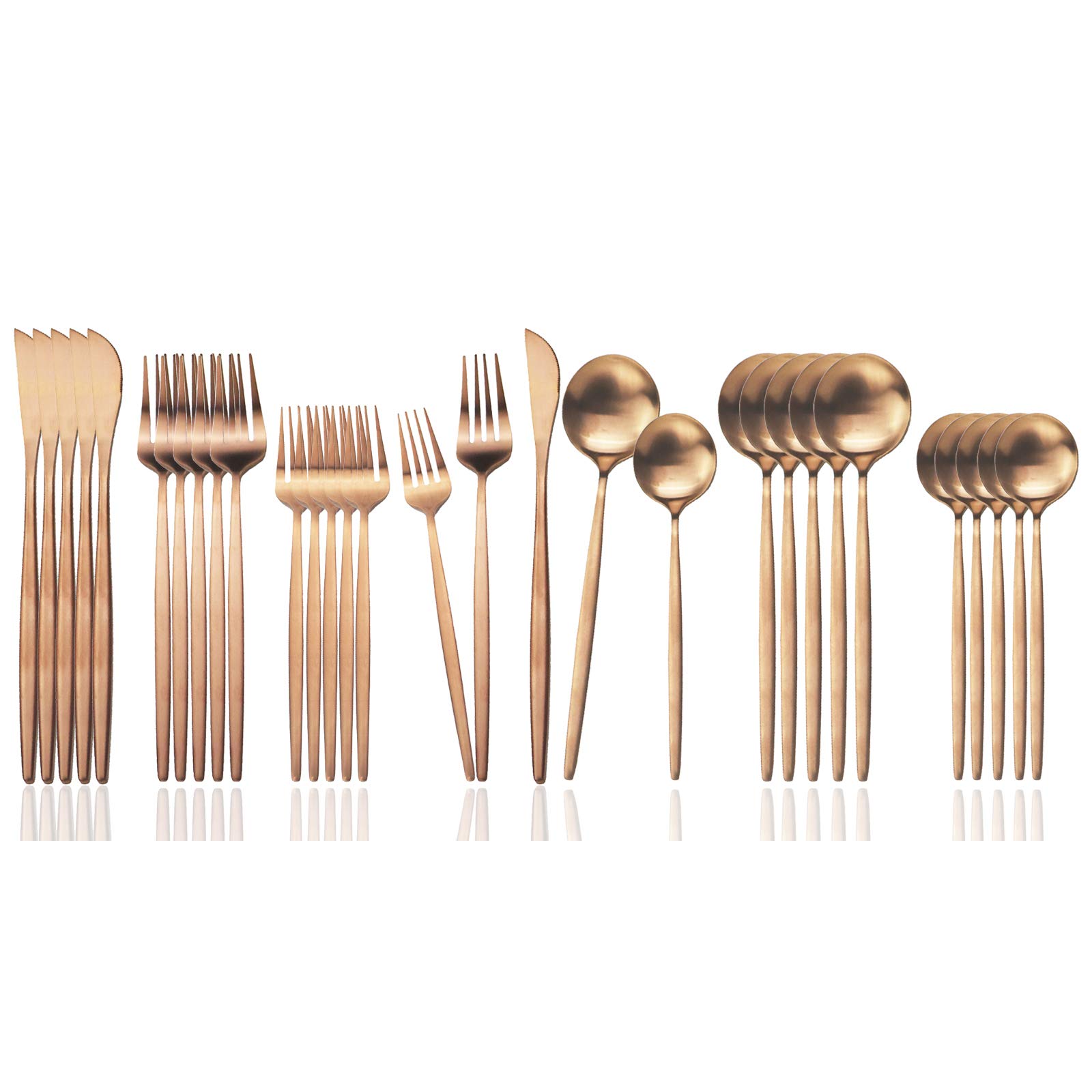Premium JASHII 30-Piece Stainless Steel Flatware Set - Satin Finish Cutlery for 6 with Spoons & Forks, Dishwasher Safe (Matte Rose) - Perfect for Dinner Parties, Wedding Gifts & Everyday Dining