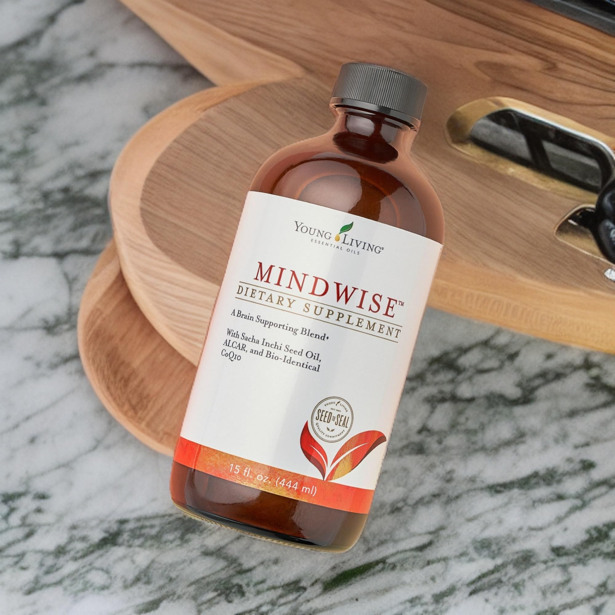 Young Living MindWise 15 oz Dietary Supplement - Essential Oil for Cognitive Support & Heart Health with Vitamin D3, CoQ10, ALCR & GPC | Brain Booster for Focus, Memory & Mental Clarity | Perfect for Students, Professionals & Seniors