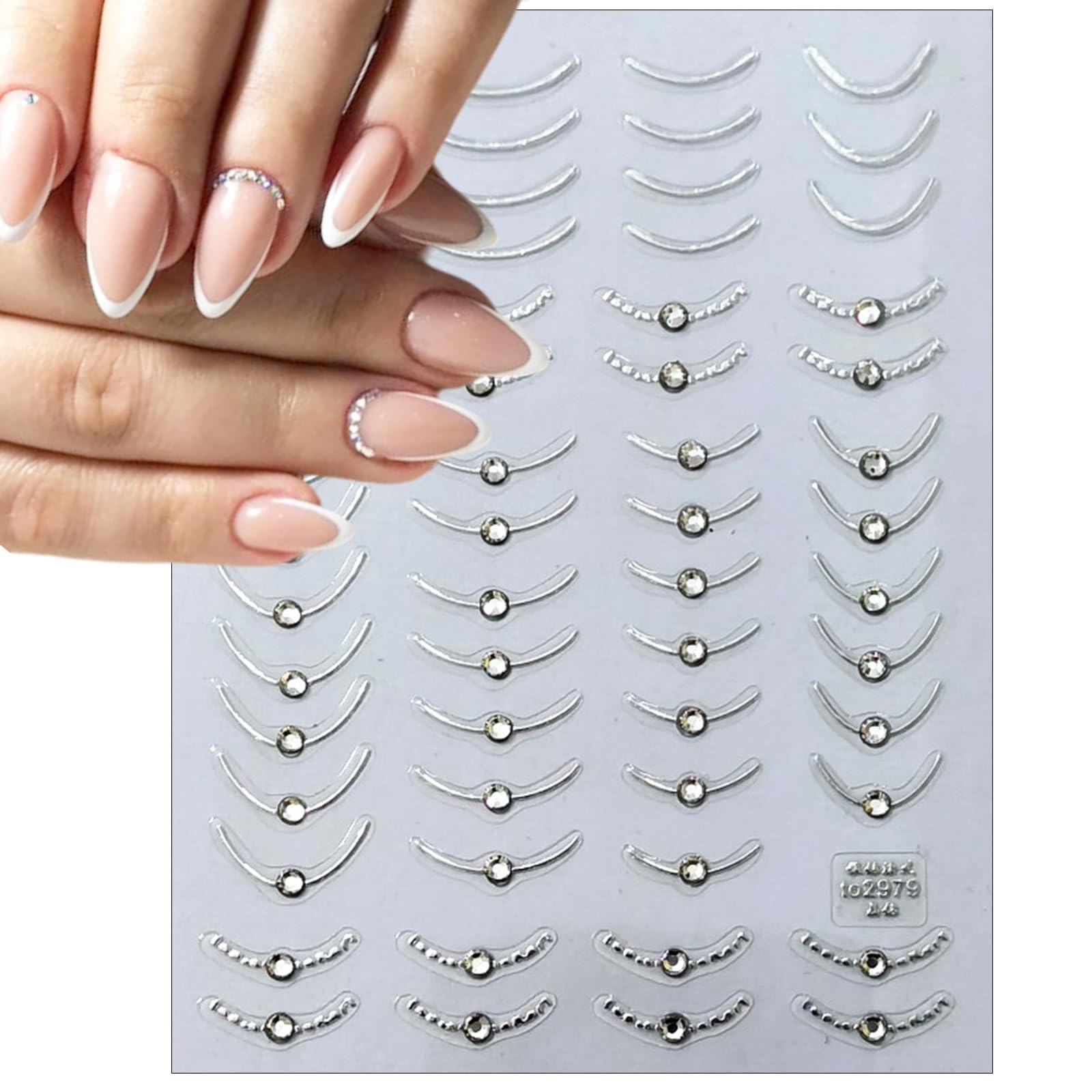 2 Pack 5D Crystal Diamond French Line Nail Art Stickers - Elegant Gold & Silver Nail Decals for Women | Perfect for Manicures, Parties, Weddings & Special Occasions