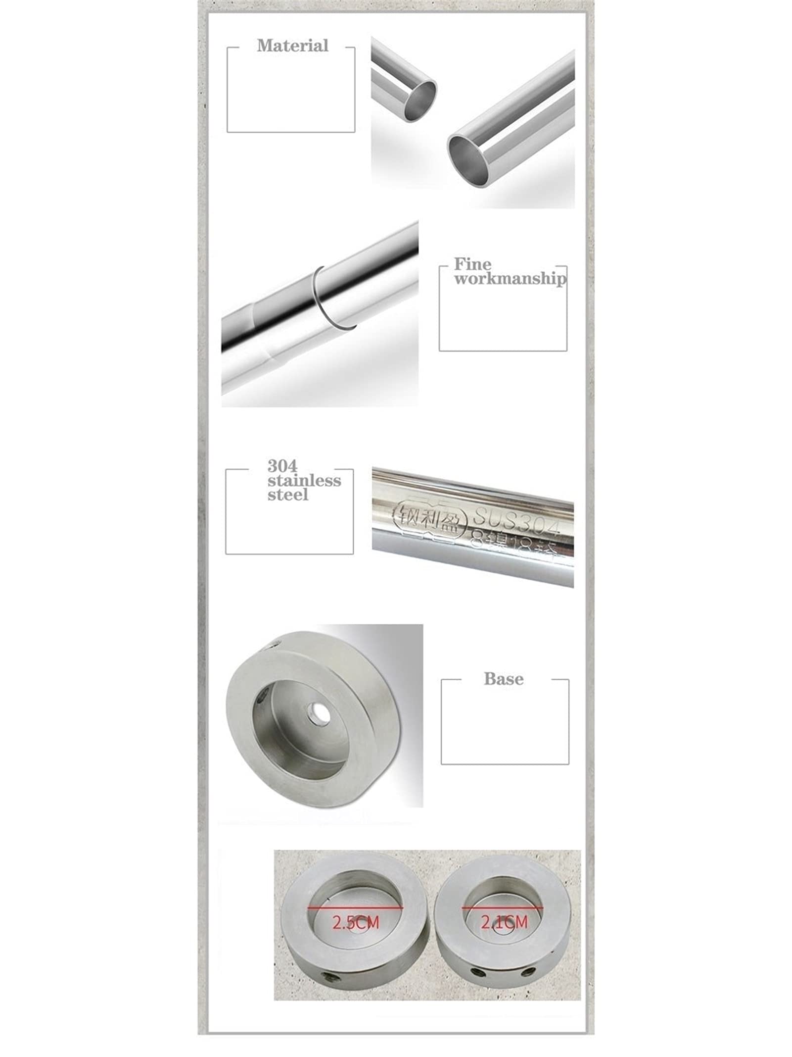 Stainless Steel Telescopic Shower Curtain Rod - No Drill Required Adjustable Tension Pole (160-310cm) for Bathroom & Shower - Perfect for Small Spaces & Rental Homes