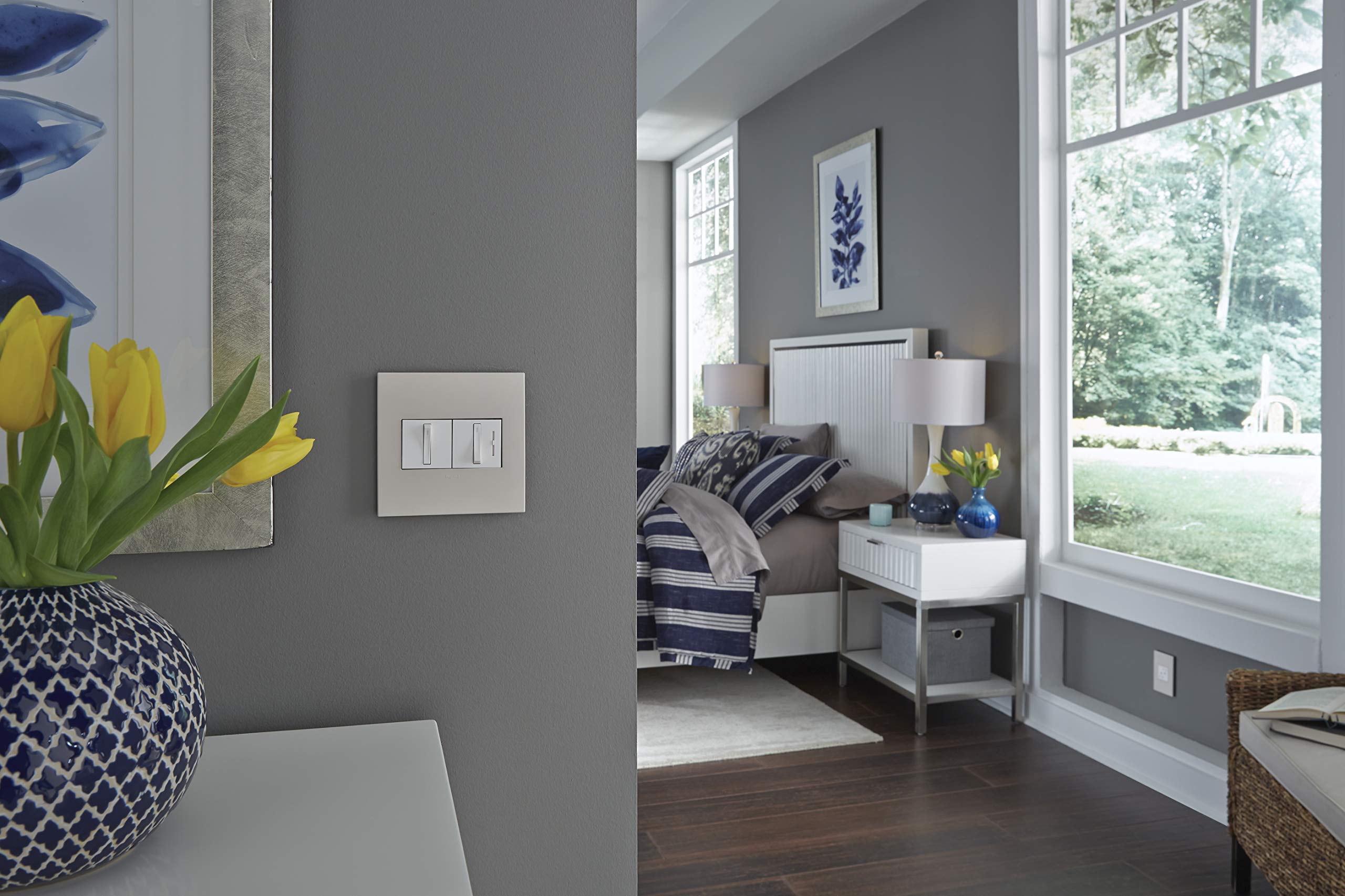 Legrand Adorne 15 Amp Whisper Single-Pole 3-Way Light Switch with Wall Plate (4-Pack, White) - ASWR1532W4WP - Quiet & Durable for Home, Office & Commercial Lighting Control