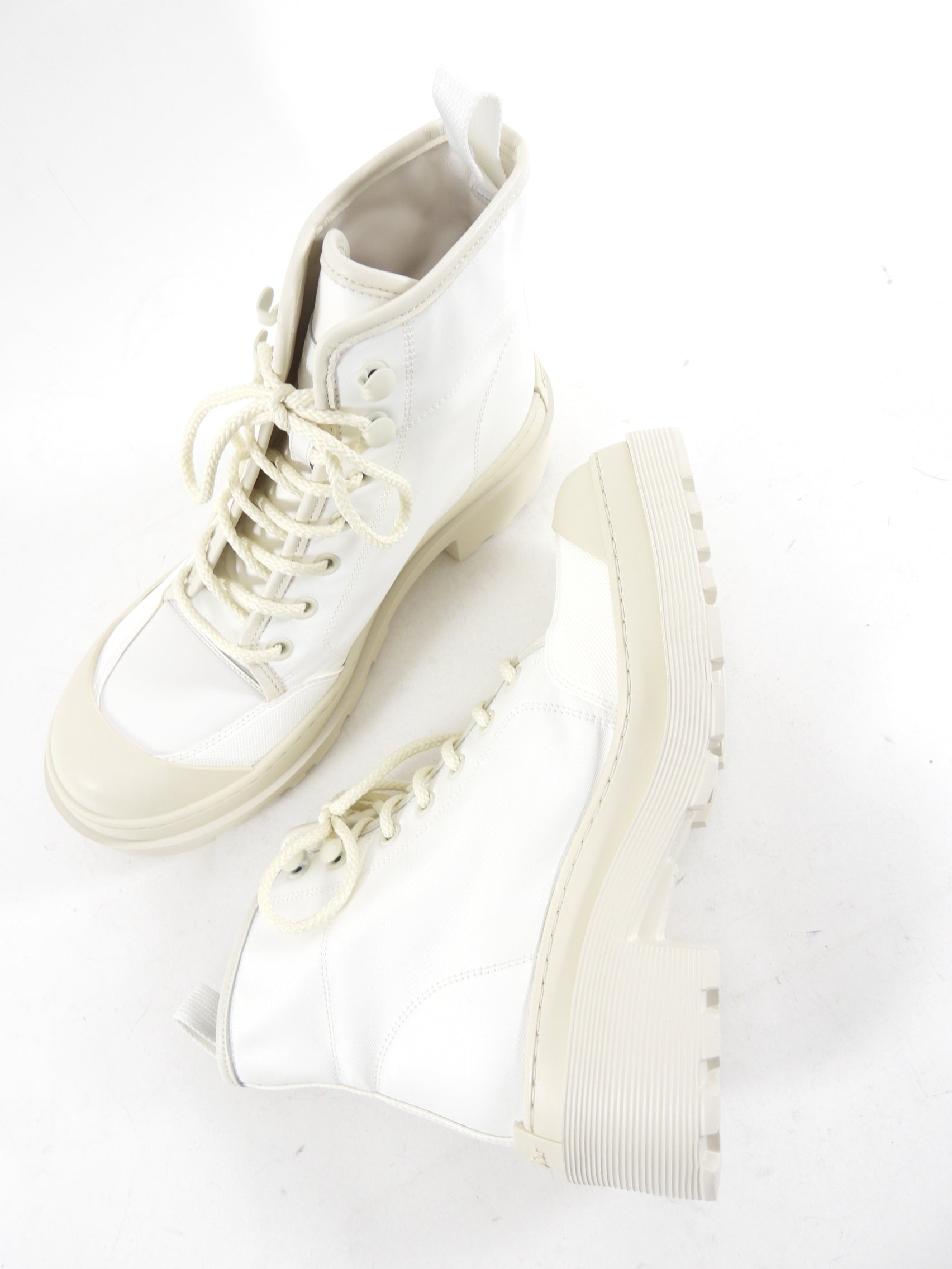 Dior Ivory Coated Canvas and Leather D Rise Ankle Boots Size 37 - Luxury Fashion Boots for Women, Perfect for Parties, Weddings & Evening Events