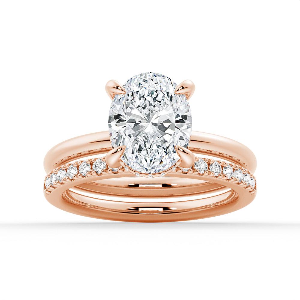 Oval Solitaire Moissanite Engagement & Wedding Ring Set for Couples - Matching His & Hers Bands - Perfect for Proposals, Anniversaries & Romantic Occasions