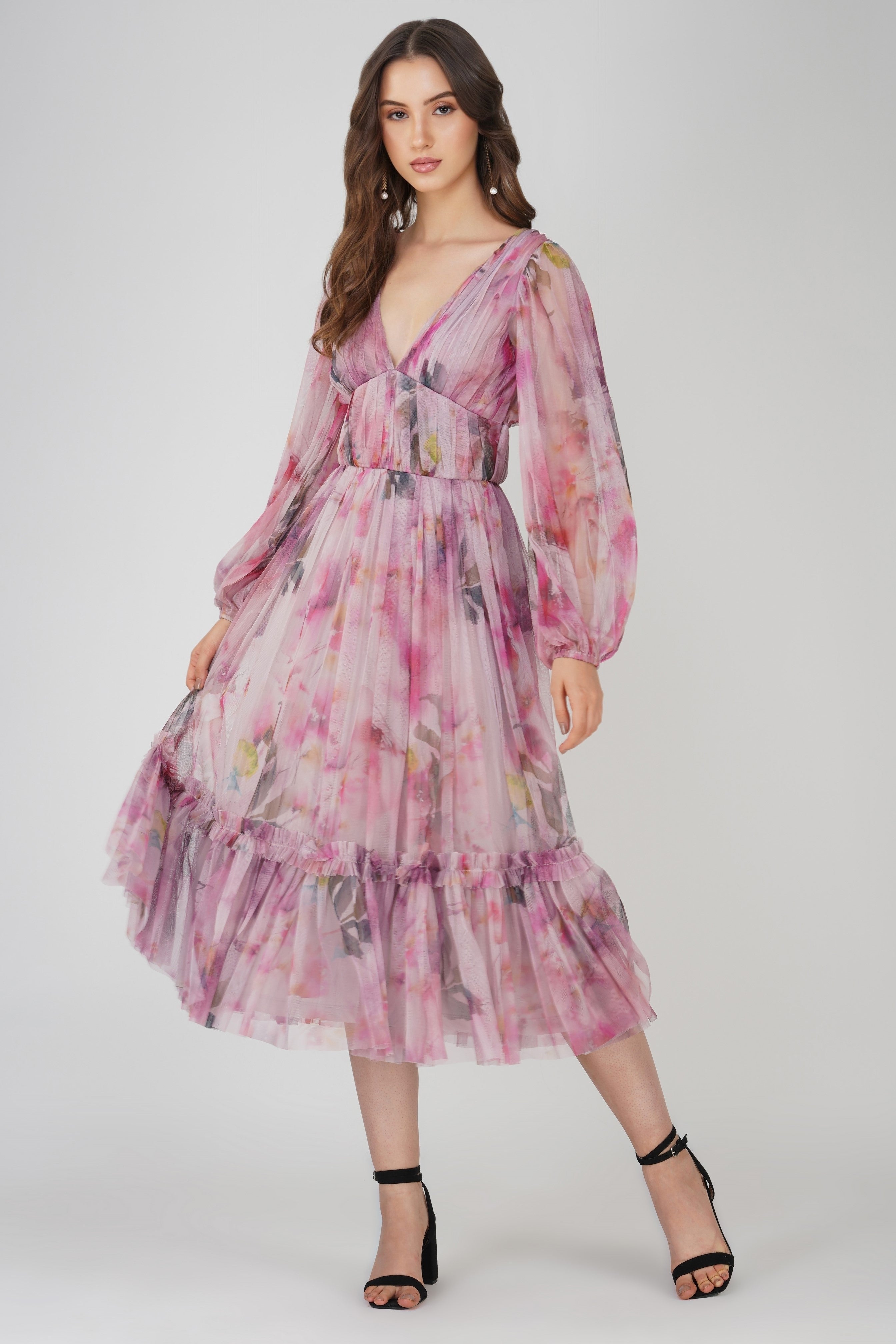 Rachel Purple Printed Midi Dress - Floral Summer Dress for Women | Perfect for Beach Vacation, Date Night & Office Wear
