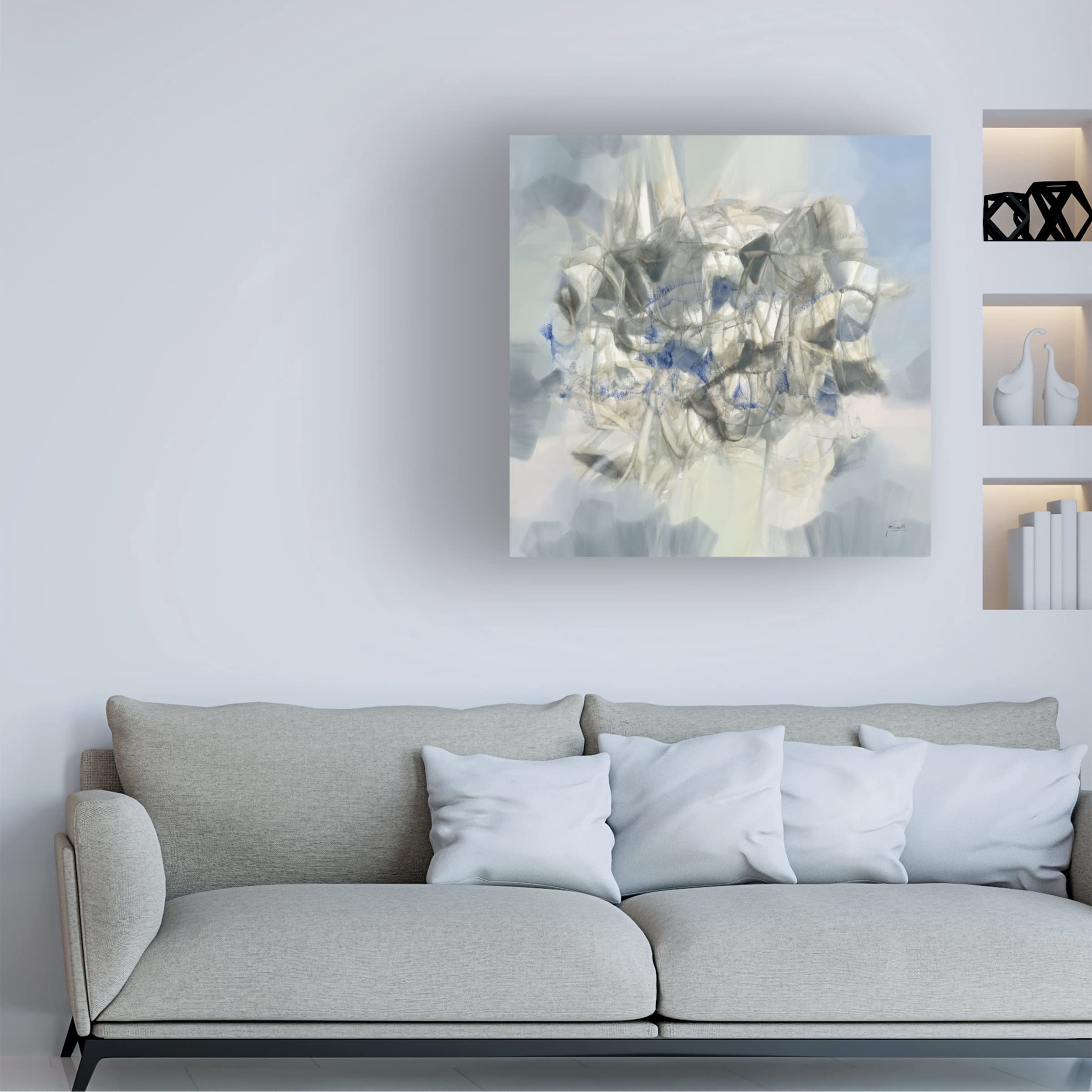 Trademark Fine Art 'Silver Crystal' Canvas Art by Zavaleta - Modern Abstract Wall Decor for Living Room, Bedroom & Office