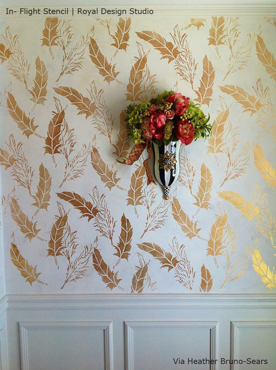 Premium In-Flight Feather Raven & Lily Stencil Set for DIY Crafts, Wall Art, and Home Decor | Perfect for Scrapbooking, Canvas Painting, and Mixed Media Projects