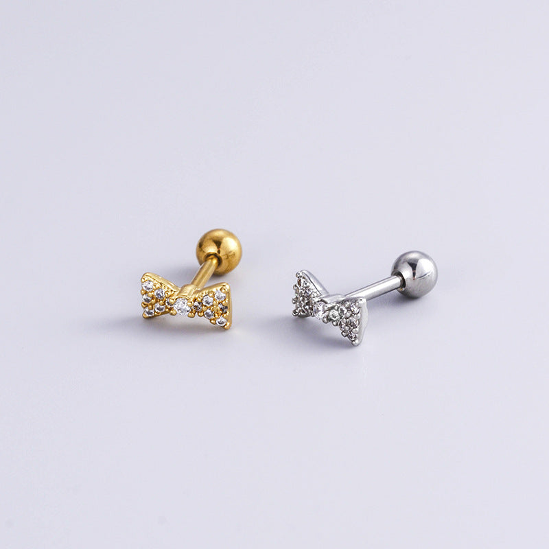 16G Surgical Steel Cartilage Earrings - Bowknot, Heart & Tiny Conch Studs with Ball Back | Hypoallergenic Body Jewelry for Women | Perfect for Daily Wear, Parties & Gifts