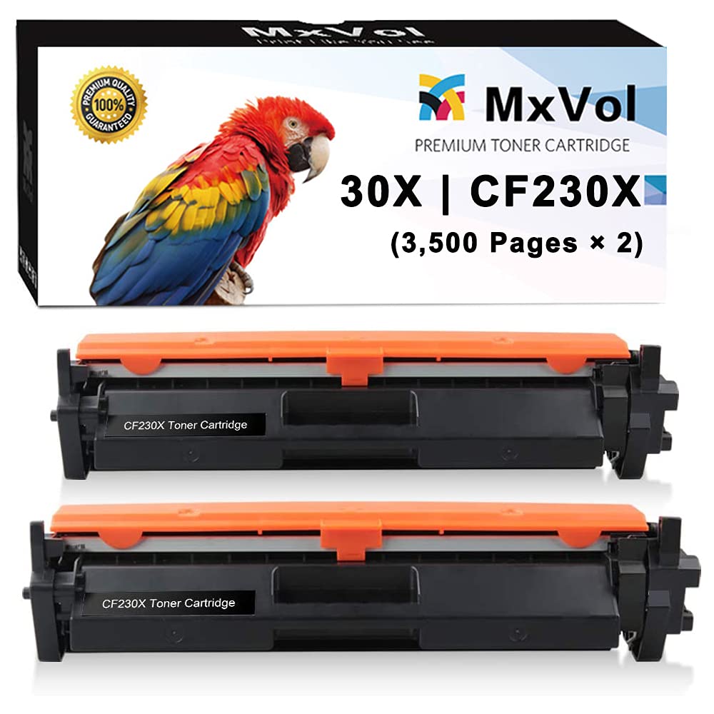 MXVol Compatible Toner Cartridge Replacement for HP 30X 30A CF230A CF230X - High Yield 3,500 Pages - Works with HP LaserJet Pro M203dw MFP M227fdw M227fdn Printers (2-Pack, Black) - Ideal for Home Office & Small Business Printing Needs