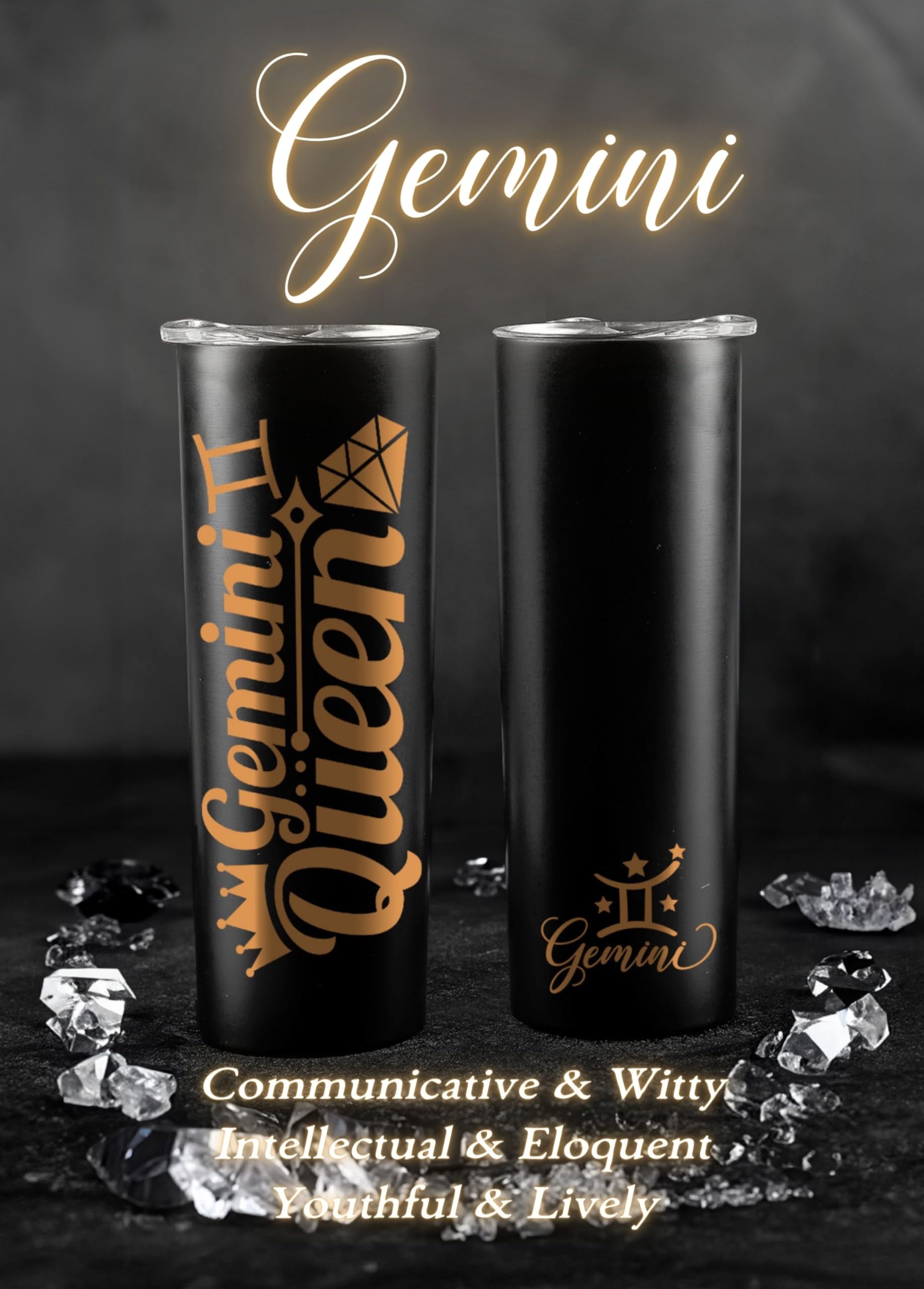 Onebttl Zodiac Gifts for Women - Best Friend Birthday Gifts for Her - 20oz Stainless Steel Tumbler with Printed Gemini Logo - Perfect for Office, Travel & Daily Hydration