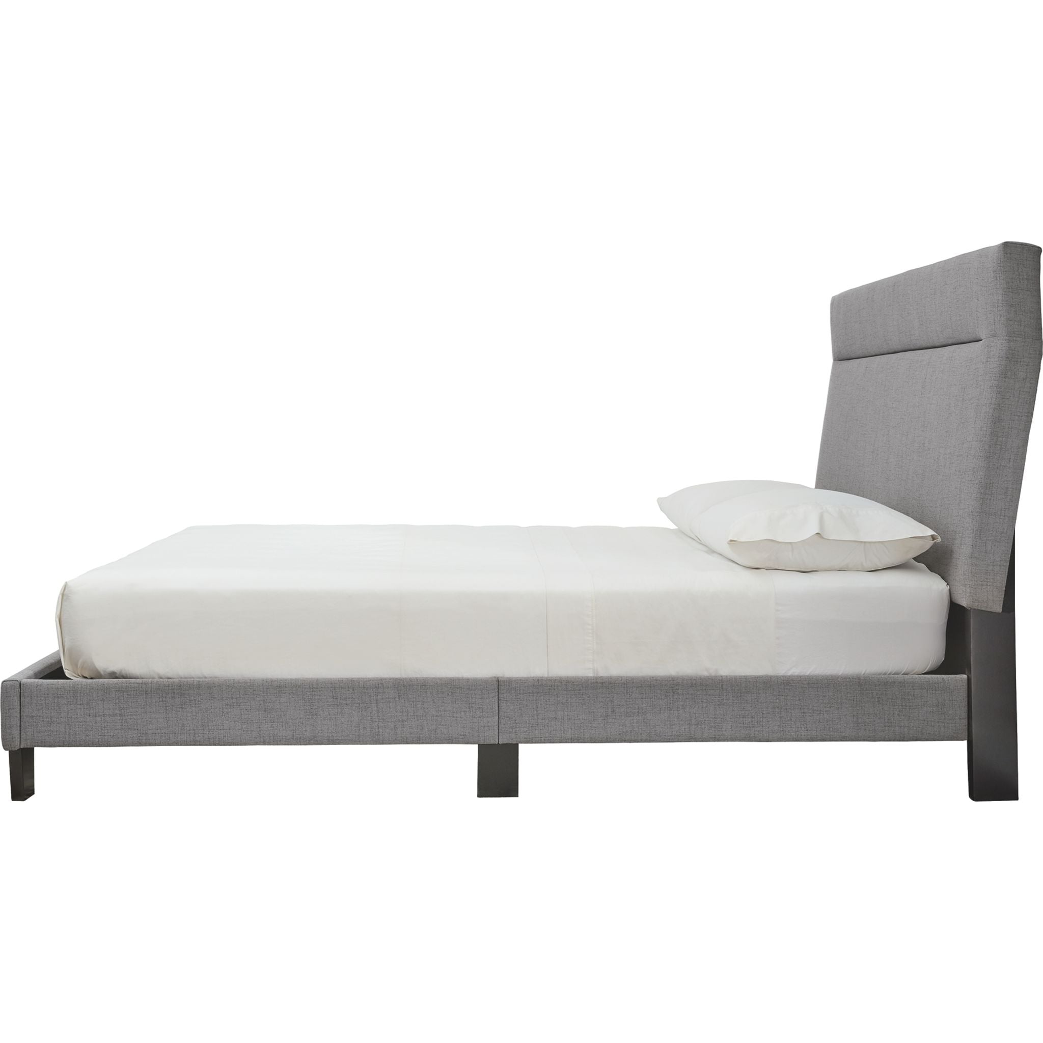 Adelloni King Upholstered Bed Frame - Gray Fabric Headboard - Modern Luxury Bedroom Furniture for Master Suite & Guest Room