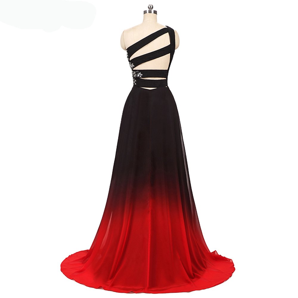 Elegant XIA Women's Gradient Ombre Beaded Prom Dress - Chiffon Long Evening Gown for Plus Size - Perfect for Homecoming, Ball, Wedding & Formal Events