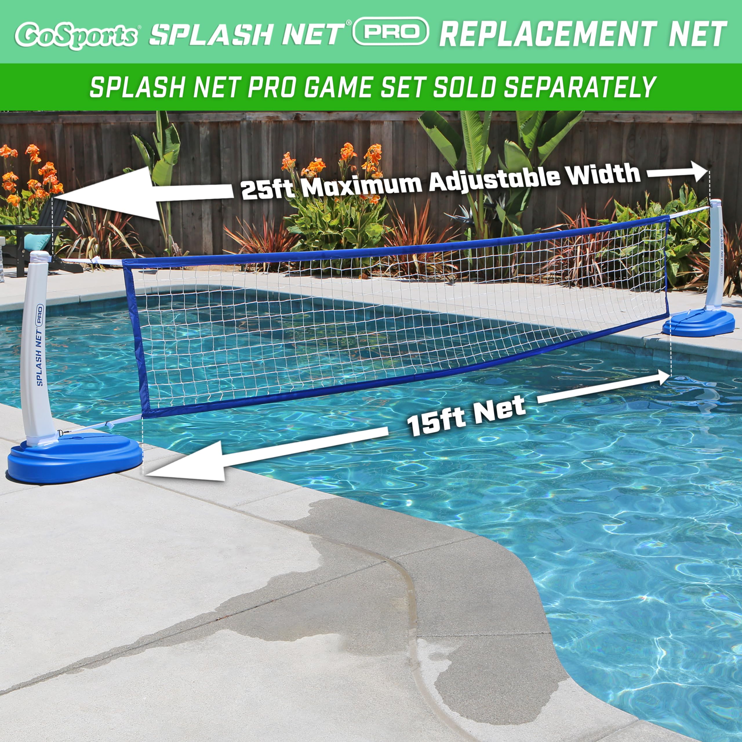 GoSports Splash Net PRO & MAX Replacement Pool Volleyball Net - Durable Waterproof Volleyball Net for Backyard, Beach & Pool Games