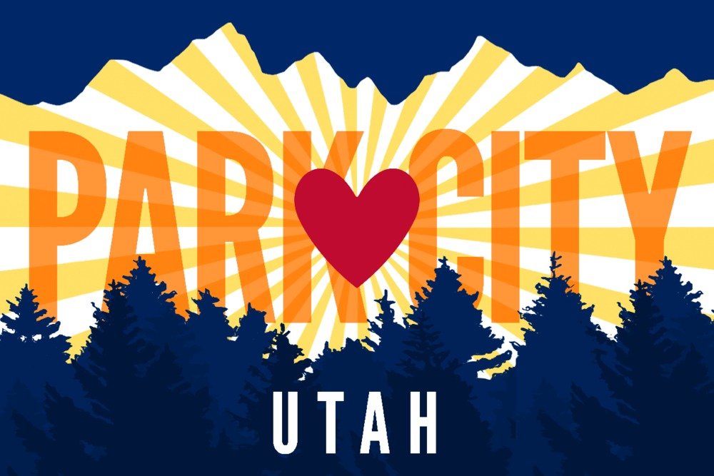 Park City Utah Heart and Treeline Landscape Art Print - 24x36 Signed Wall Decor Poster for Living Room, Bedroom & Office