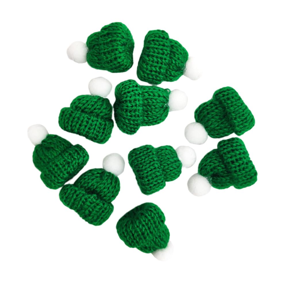 Amosfun 10pcs Mini Christmas Knit Hats - Tiny Doll Hats & Wine Bottle Toppers - DIY Holiday Crafts for Christmas Tree Ornaments, Doll Accessories, and Party Decorations (Perfect for Festive Home Decor, Gift Wrapping, and Holiday DIY Projects)
