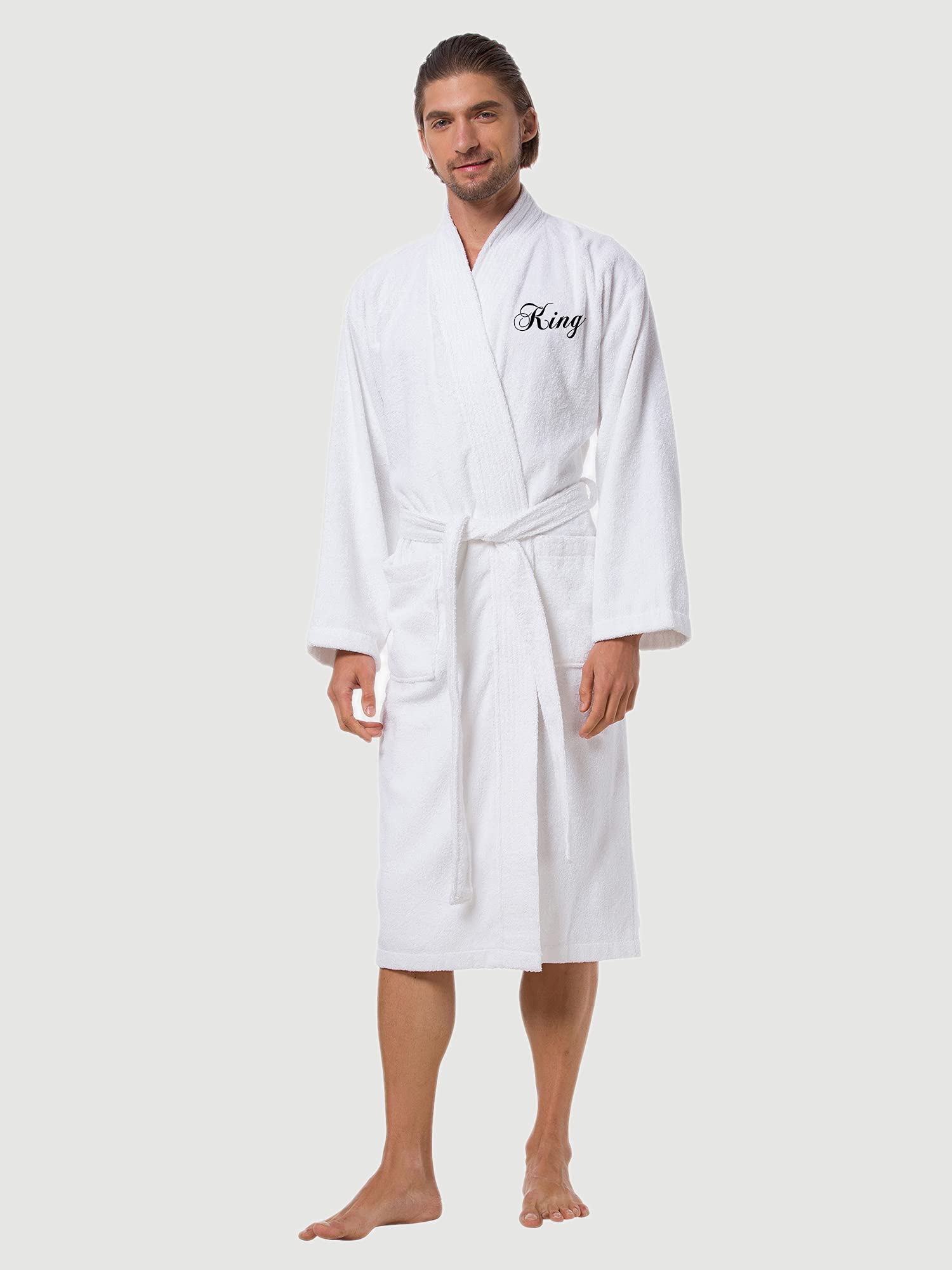 AW BRIDAL 2-Piece Terry Cloth Robe Set for Women & Men - 100% Cotton Kimono Style Spa Bathrobe - Perfect Wedding Anniversary, Engagement & Bridal Shower Gift - Ideal for Honeymoon, Spa Days & Relaxing at Home