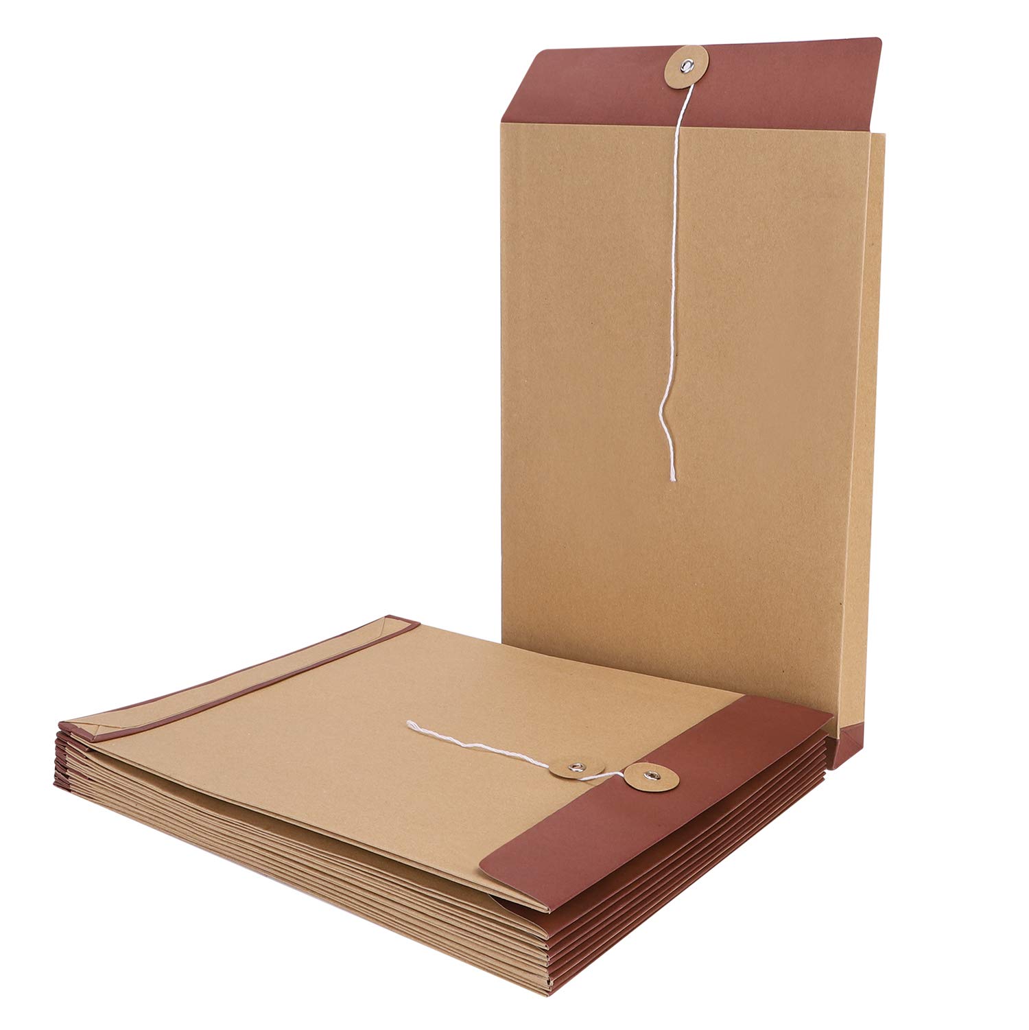 10PCS A4 Kraft String Envelopes - Letter Size File Folders with Button Closure for Office Documents, Bills, Contracts | Waterproof & Durable Paper Filing Organizers | Perfect for Office, School, Home & Mailing Storage Solutions