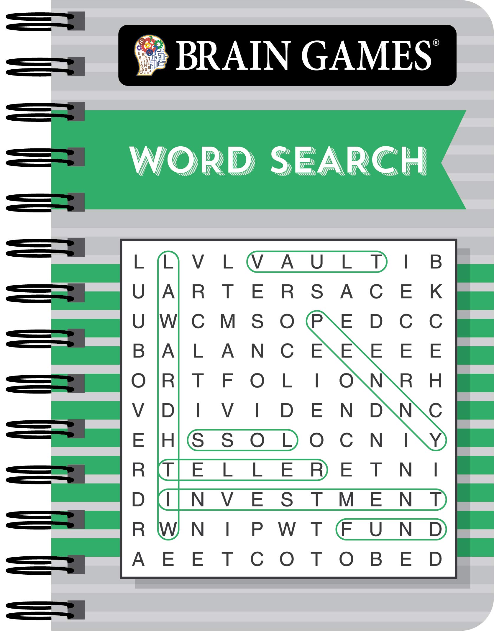 Brain Games - Travel Word Search Puzzle Book (Green) - Perfect for Road Trips, Airplane Travel & Relaxation
