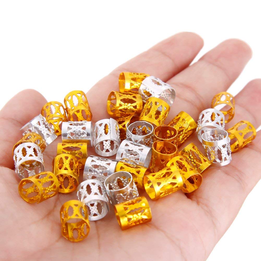 80pcs Aluminum Dreadlock Beads & Metal Braid Cuffs - Hair Braid Rings & Clips for Natural Hair, Locs, Twists - Perfect for Boho, Festival & Everyday Hair Decorations