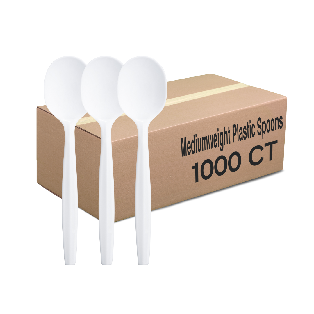 1000 Pack White Plastic Soup Spoons - Disposable Cutlery for Restaurants, Catering & Parties - Durable Everyday Basic Spoons for Takeout, Picnics & Events