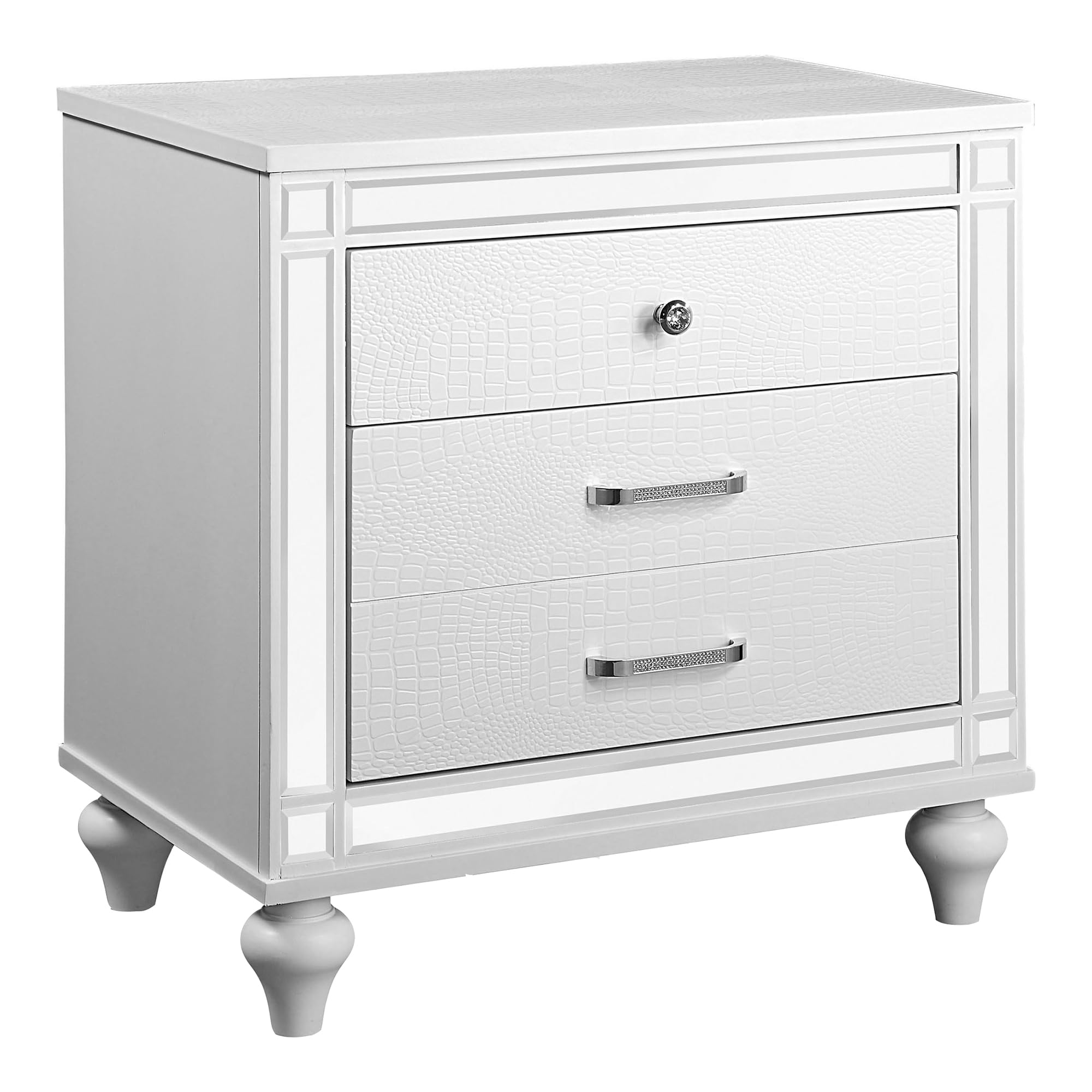 FOA Xulu 3-Piece White Solid Wood LED Bedroom Set with King Bed & 2 Nightstands - Modern Bedroom Furniture for Master Suite, Guest Room & Home Decor