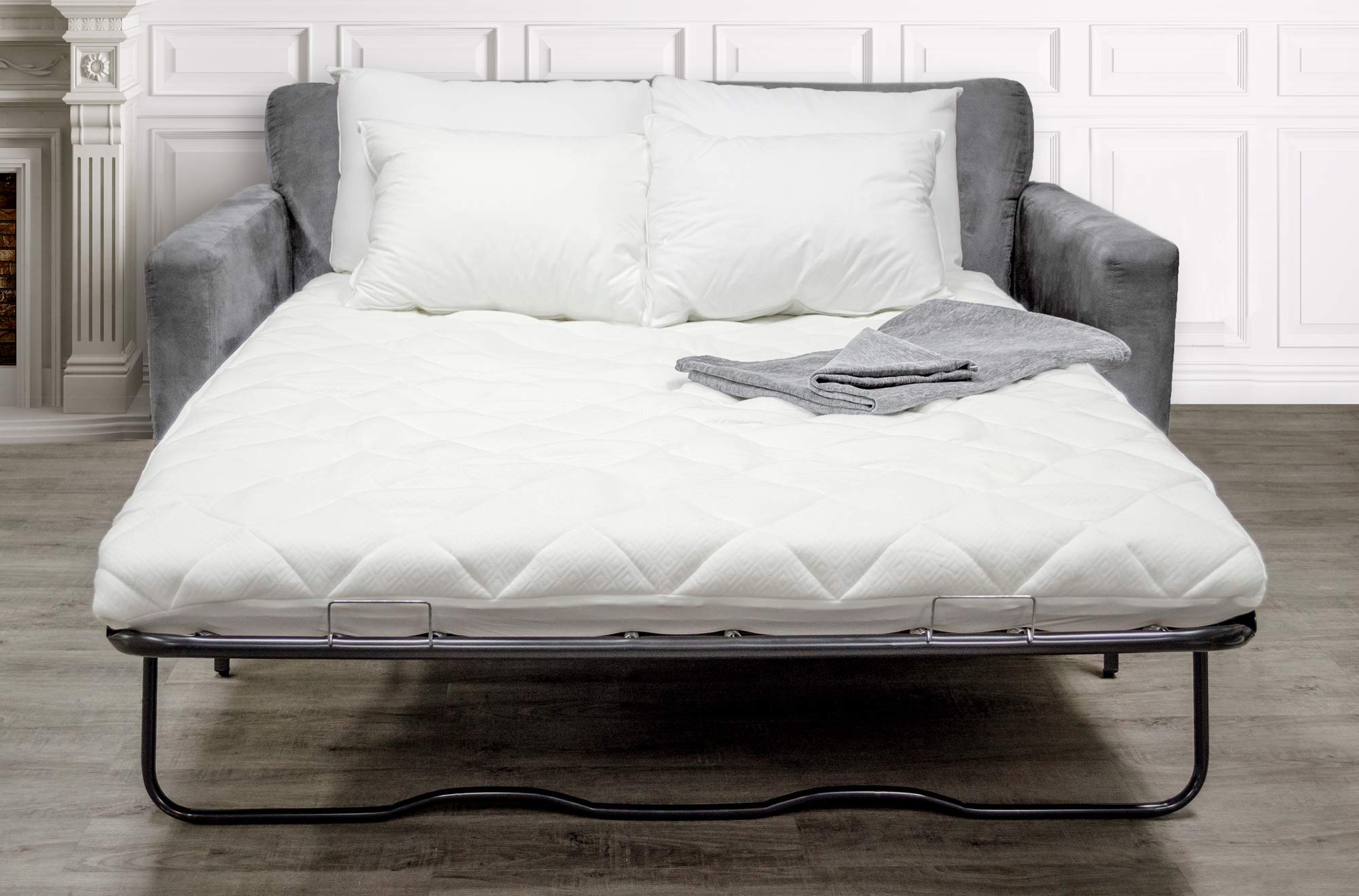 Pull Out Sofa Bed Memory Foam Mattress Pad - Queen Size White for Comfortable Sleep | Perfect for Guest Rooms, Small Apartments & Home Offices