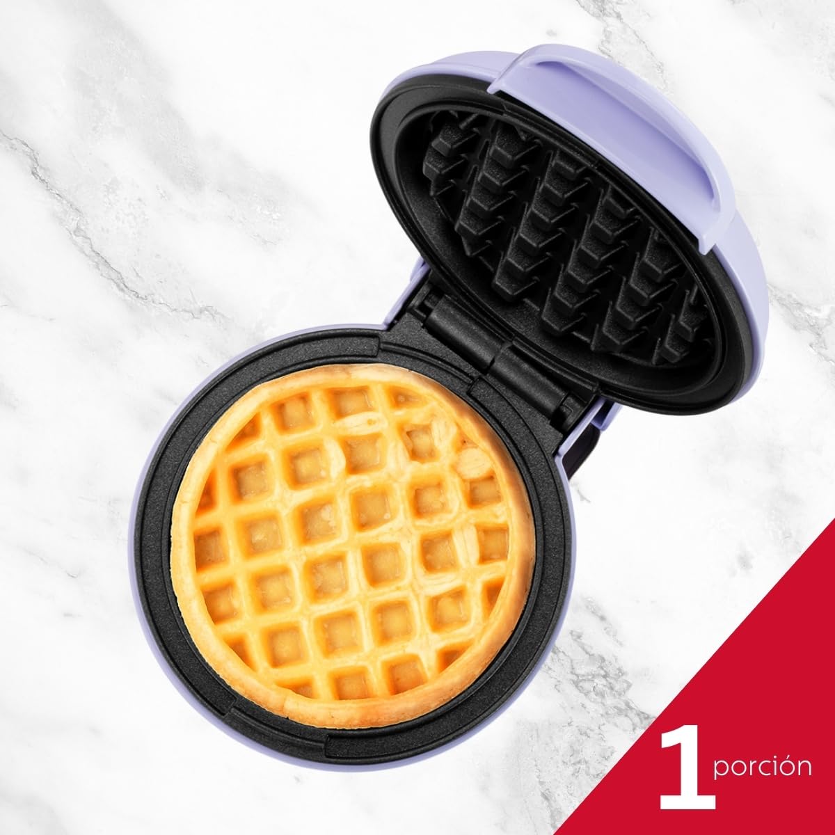 Holstein Housewares Mini Waffle Maker - 4 Inch Personal Waffle Iron with Non-Stick Coating, Quick & Easy Breakfast Maker - Perfect for Home, Office, Dorm or Travel - Lavender Purple Color