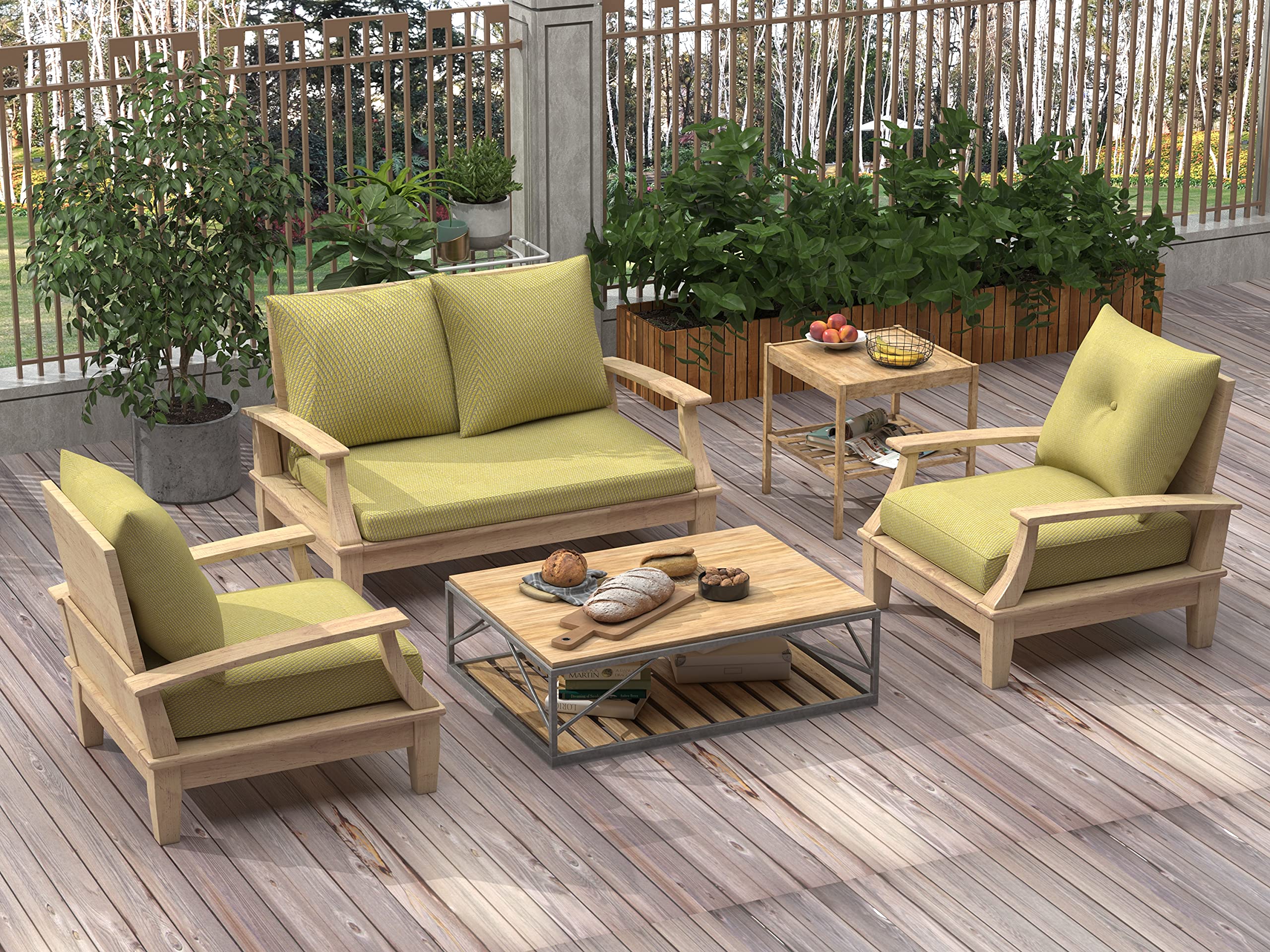 BOSSIMA Patio Furniture Cushions - Deep Seat Glider Loveseat Cushion Set for Indoor & Outdoor Use, Comfortable Mixed Yellow/Grey Cushions - Perfect for Porch, Deck, Garden & Poolside Relaxation