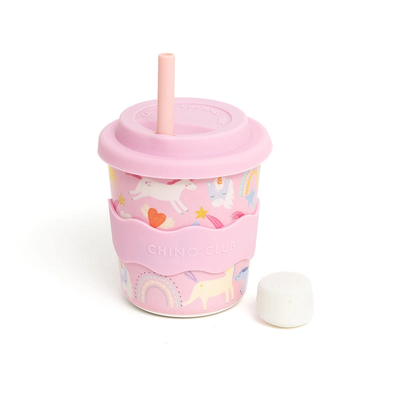 Pink Unicorn Kids Reusable Water Bottle with Straw - 240ml BPA-Free Insulated Cup for School, Travel & Outdoor Activities