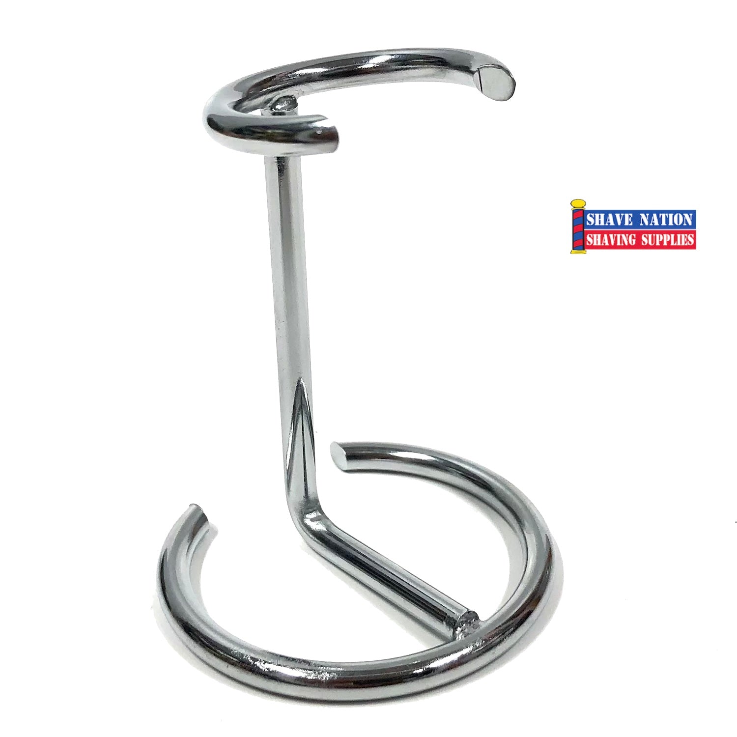 Premium Chrome Shaving Brush Stand for Medium Brushes - Perfect for Bathroom Vanity & Travel Grooming Kit