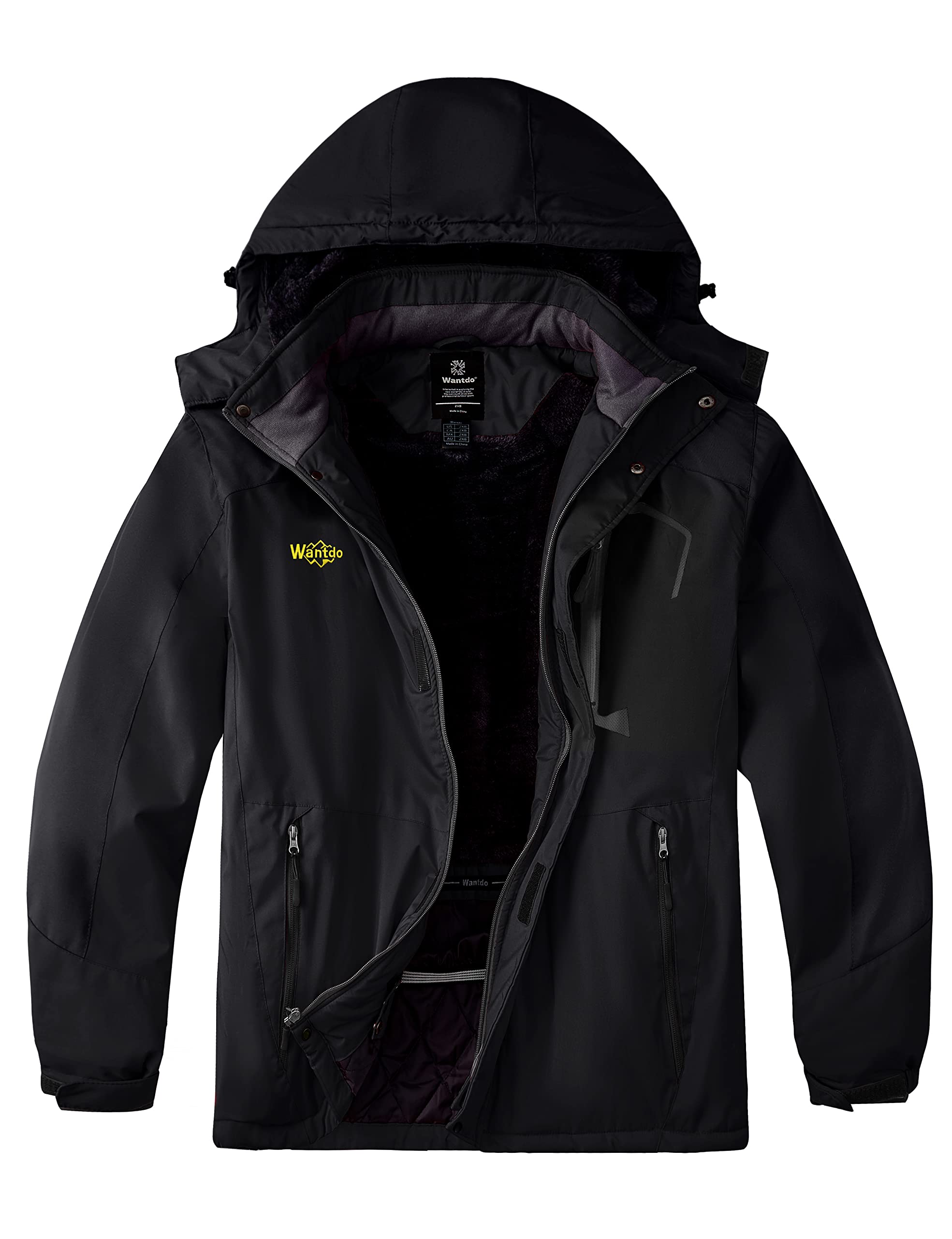 Wantdo Men's Plus Size Waterproof Ski Jacket - Big & Tall Winter Coat with Hood, Windproof Snow Jacket for Skiing, Snowboarding & Outdoor Activities