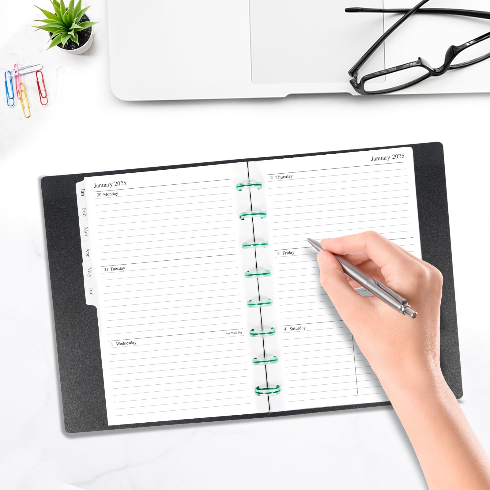 2025 Weekly & Monthly Planner Refill Inserts for 8-Disc Discbound Planner - 12 Monthly Calendars with Tabs, 5.5