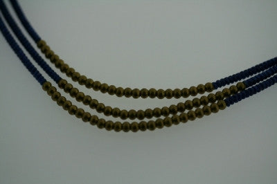 3 Strand Brass Bead Necklace for Women - Blue Boho Beaded Jewelry - Perfect for Layering, Beach Vacations & Festival Outfits
