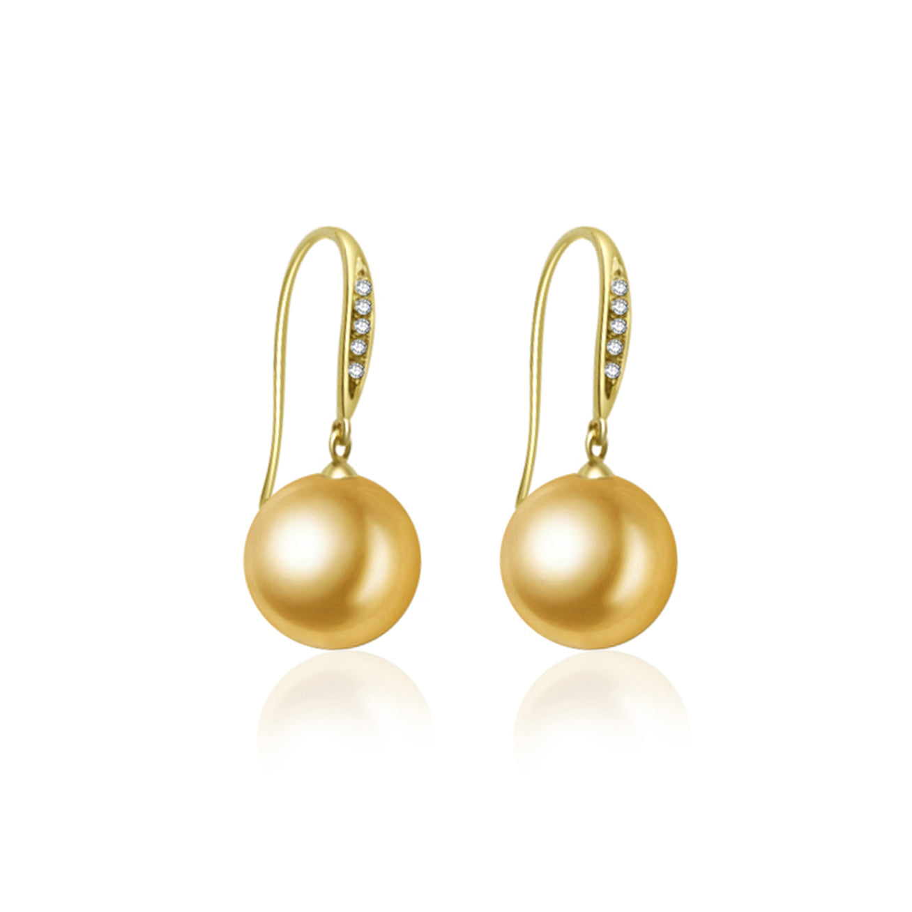 18K Solid Gold South Sea Golden Pearl Earrings for Women - Luxury Gift for Wedding, Anniversary & Special Occasions - KE00066