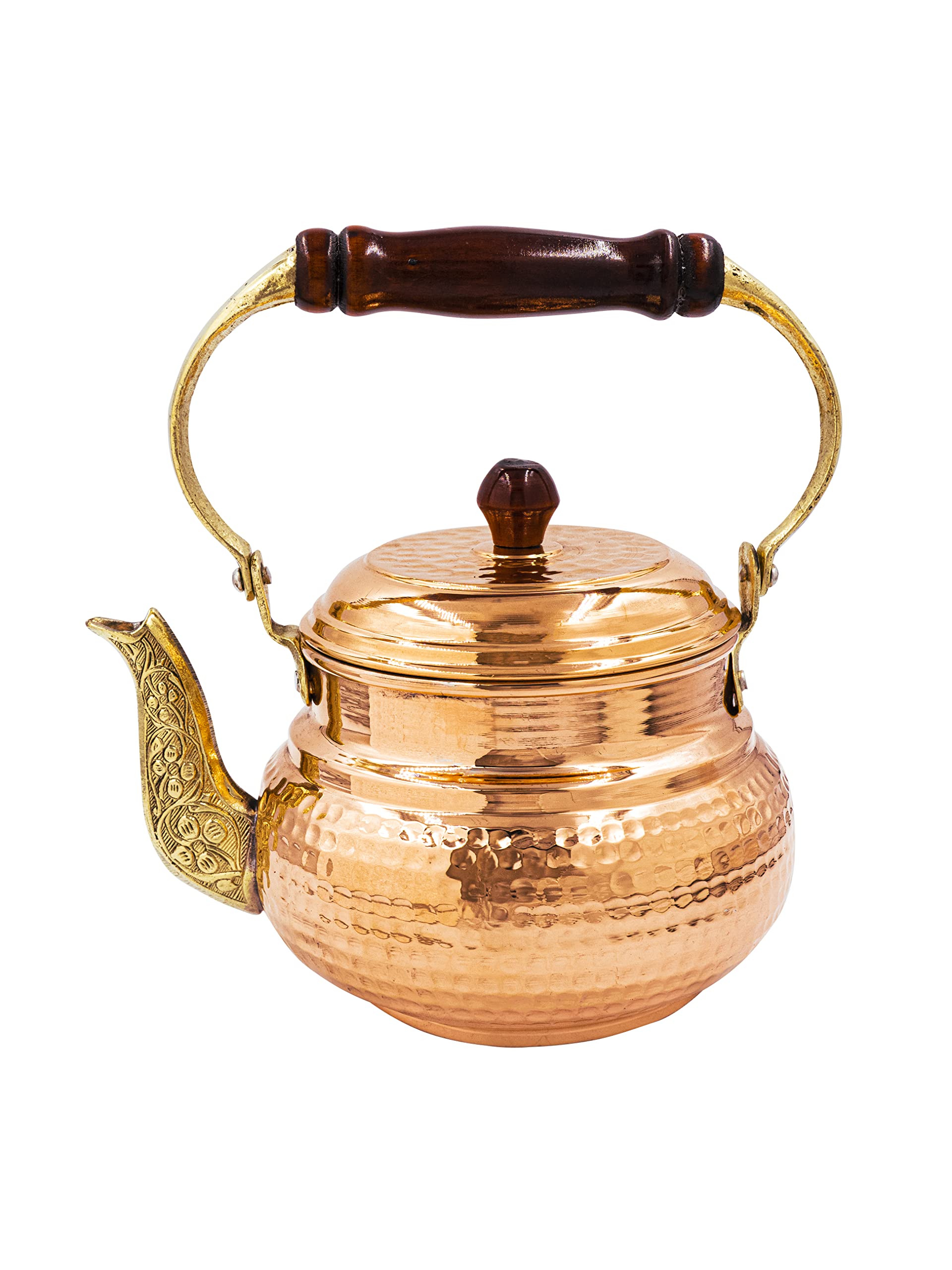 Italian Style Handmade Copper Tea Kettle - Vintage Brass Teapot for Stovetop & Electric - Shiny Bright Finish - Perfect for Home, Office & Tea Ceremonies