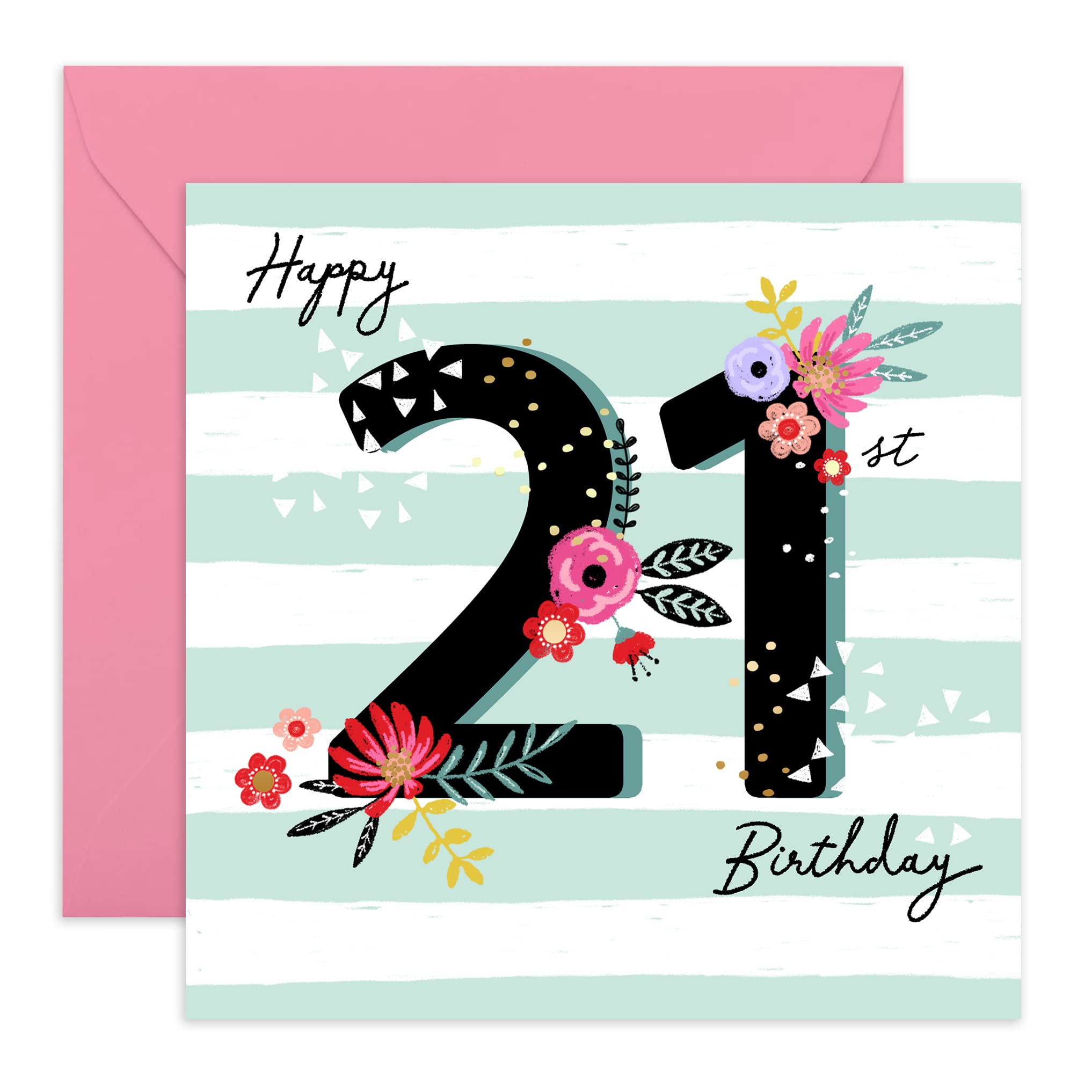 Happy 21st Birthday Card for Her - Cute Sister & Daughter Gift with Fun Stickers - Perfect for 21st Birthday Celebrations, Milestone Parties & Special Occasions
