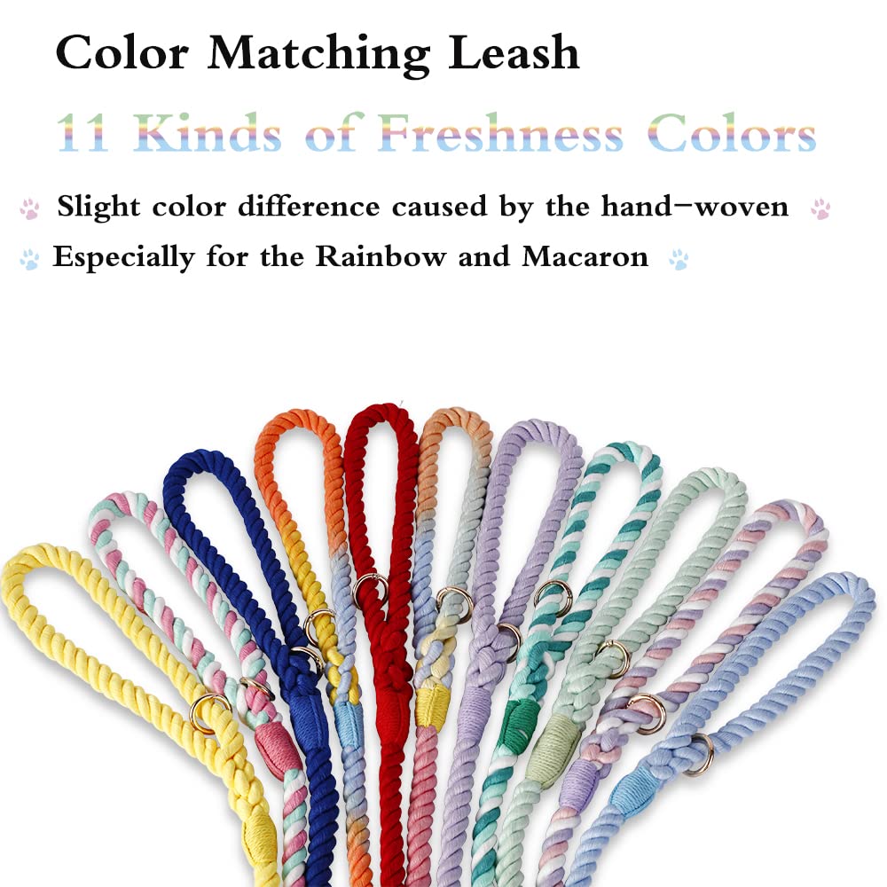 Custom Engraved Personalized Dog Collar & Leash Set - Soft Braided Cotton Rope Collar with Pet Name/Number - Adjustable for Small, Medium & Large Dogs (Unicorn Design) - Perfect for Daily Walks, Training & Gifts