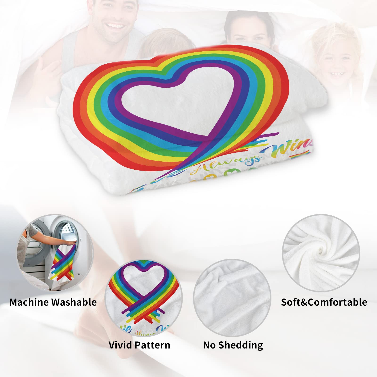 Rainbow Pride Blanket - Super Soft LGBT Fleece Throw for Couch, Sofa & Bed - 60x80 Inch Cozy Flannel Blanket - Perfect Gift for Gay Pride & LGBTQ Support - Ideal for Home Decor, Movie Nights & Cold Weather