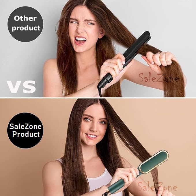 SaleZone® 3-in-1 Hair Straightener Brush with Comb - Electric Styler Iron for Women with 5 Adjustable Temperature Settings & 20-Second Fast Heating (Multicolor) - Perfect for Home Use, Travel, and Salon-Quality Styling